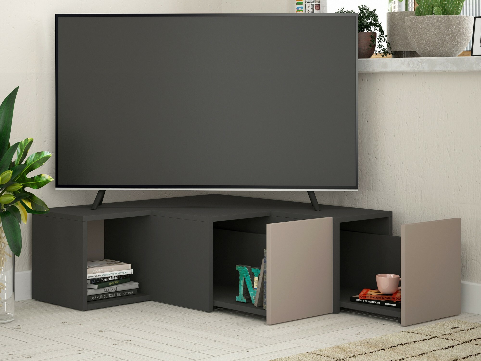 TV-omarica Kailua 1058 (Antracit + Svetlo rjava)