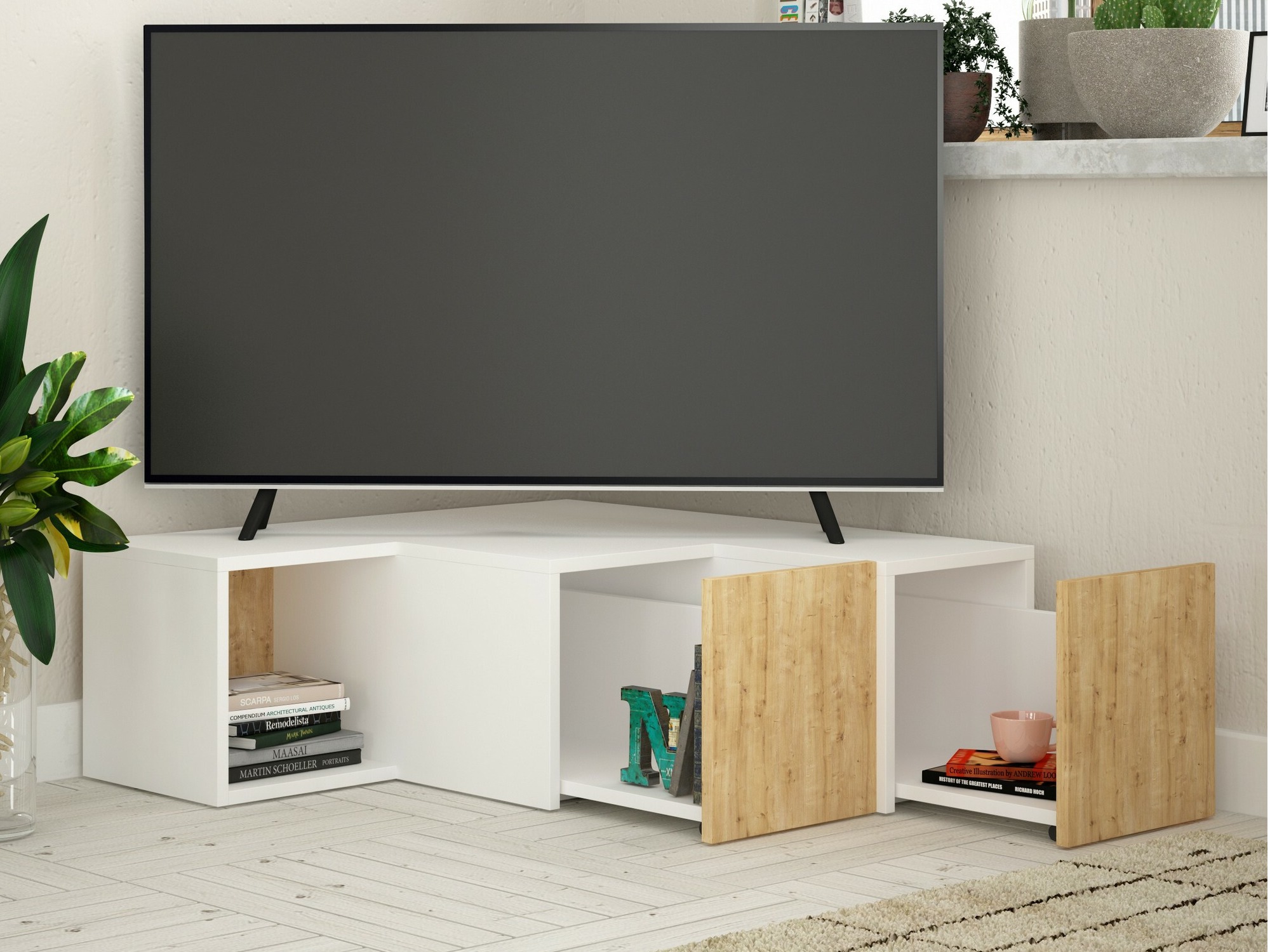 TV-omarica Kailua 1058 (Bela + Hrast)