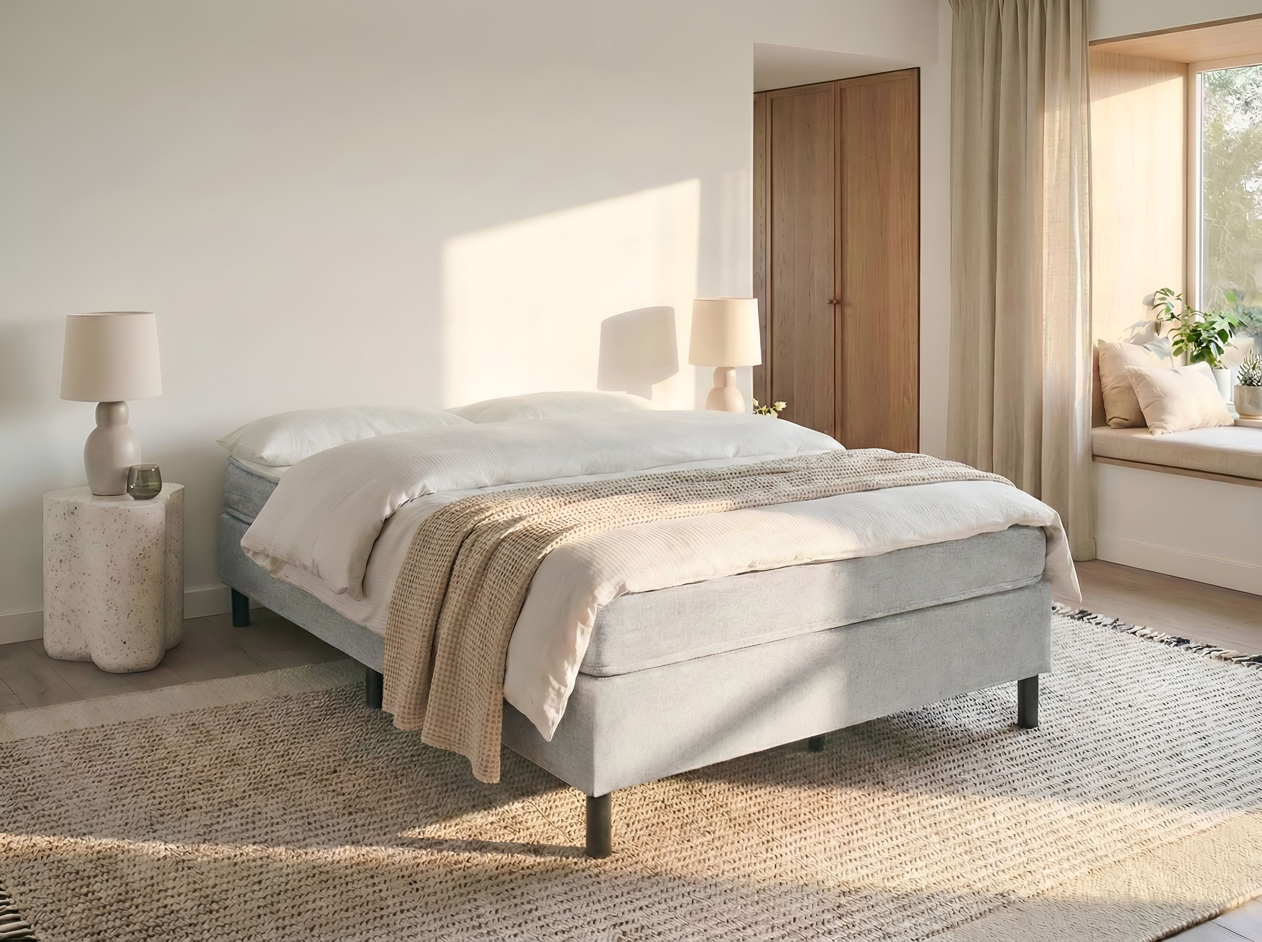 Boxspring postelja Berwyn 3367 (Svetlo siva)