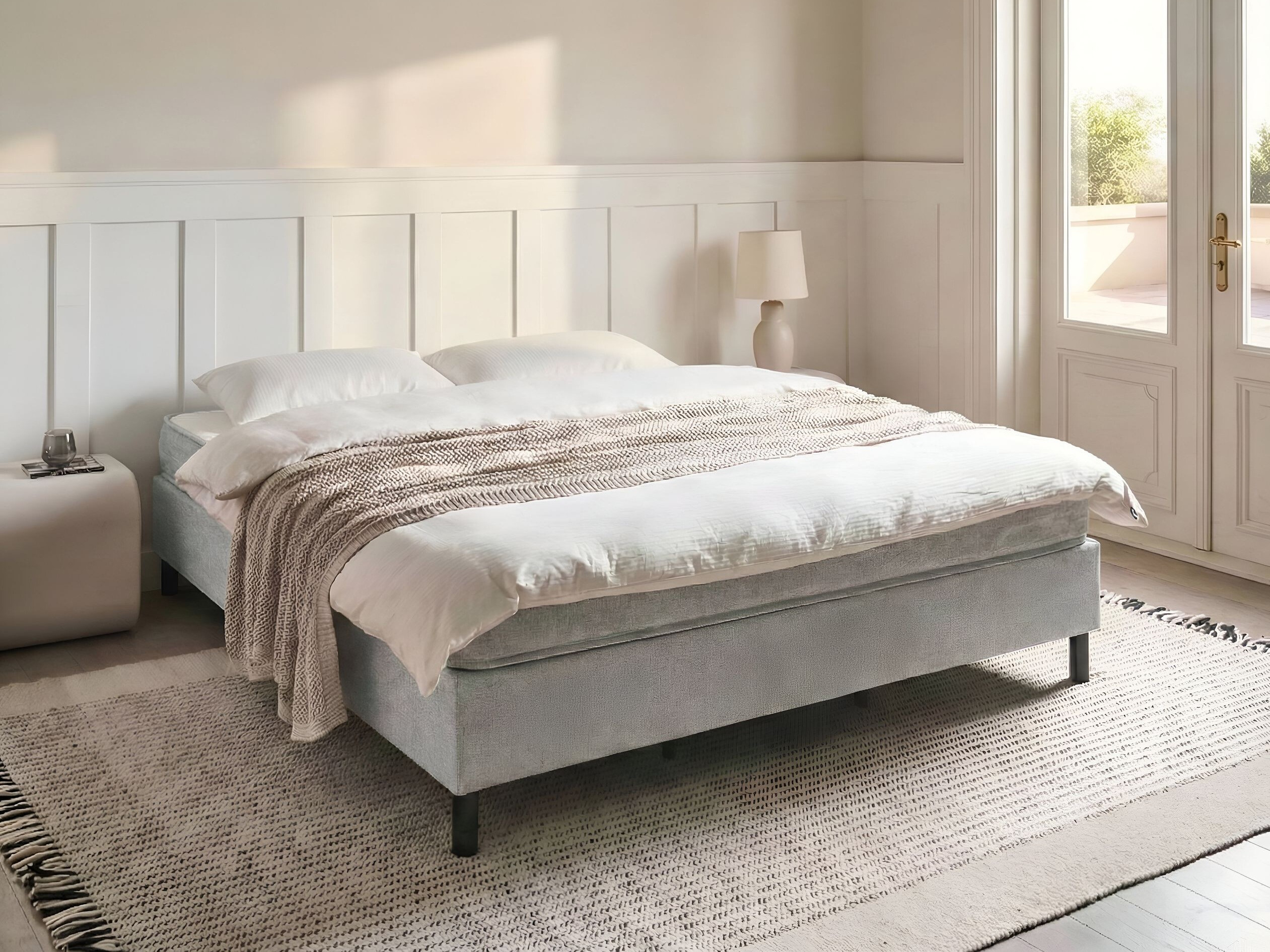 Boxspring postelja Berwyn 3367 (Svetlo siva)