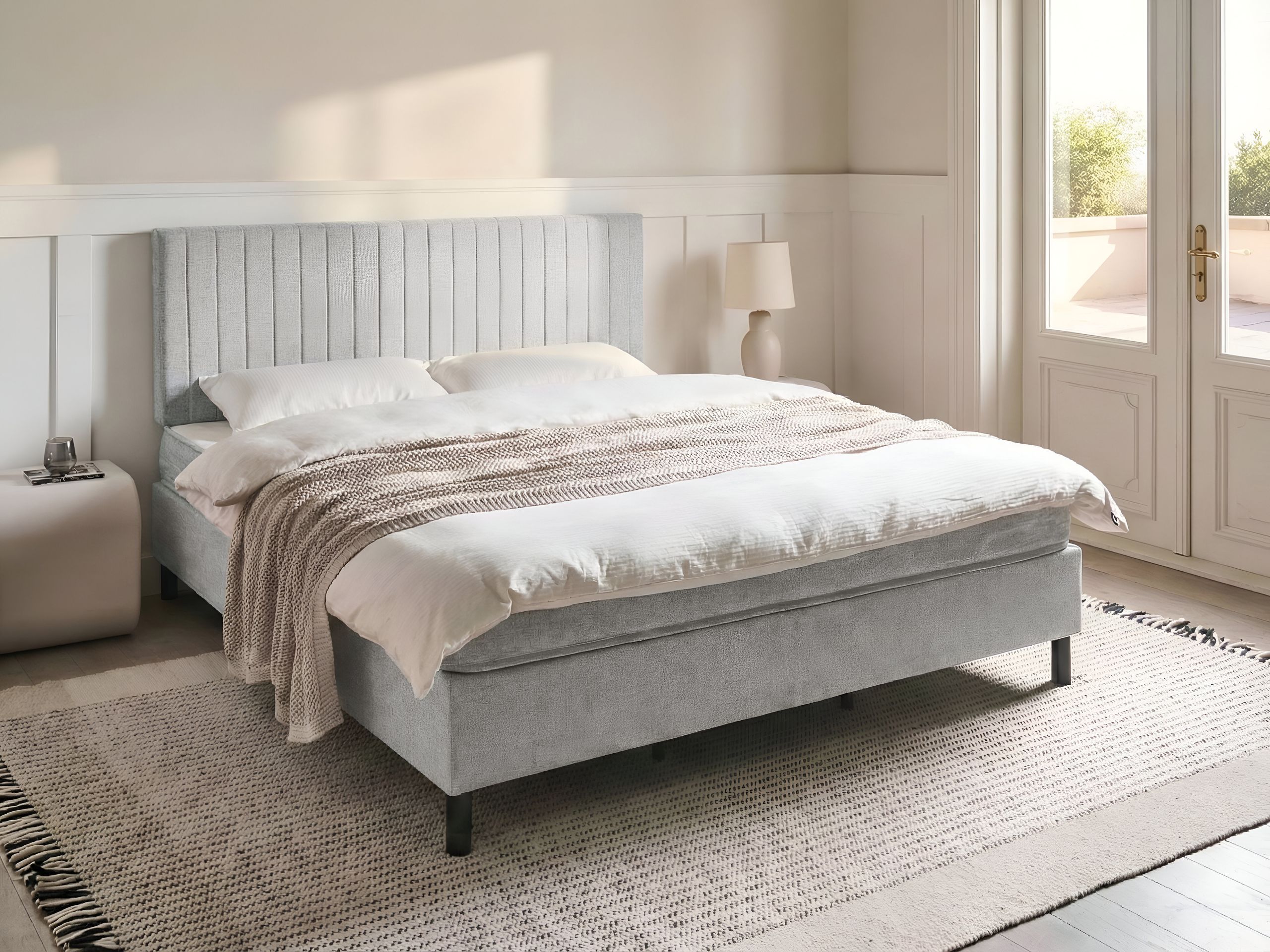 Boxspring postelja Berwyn 3367 (Svetlo siva)