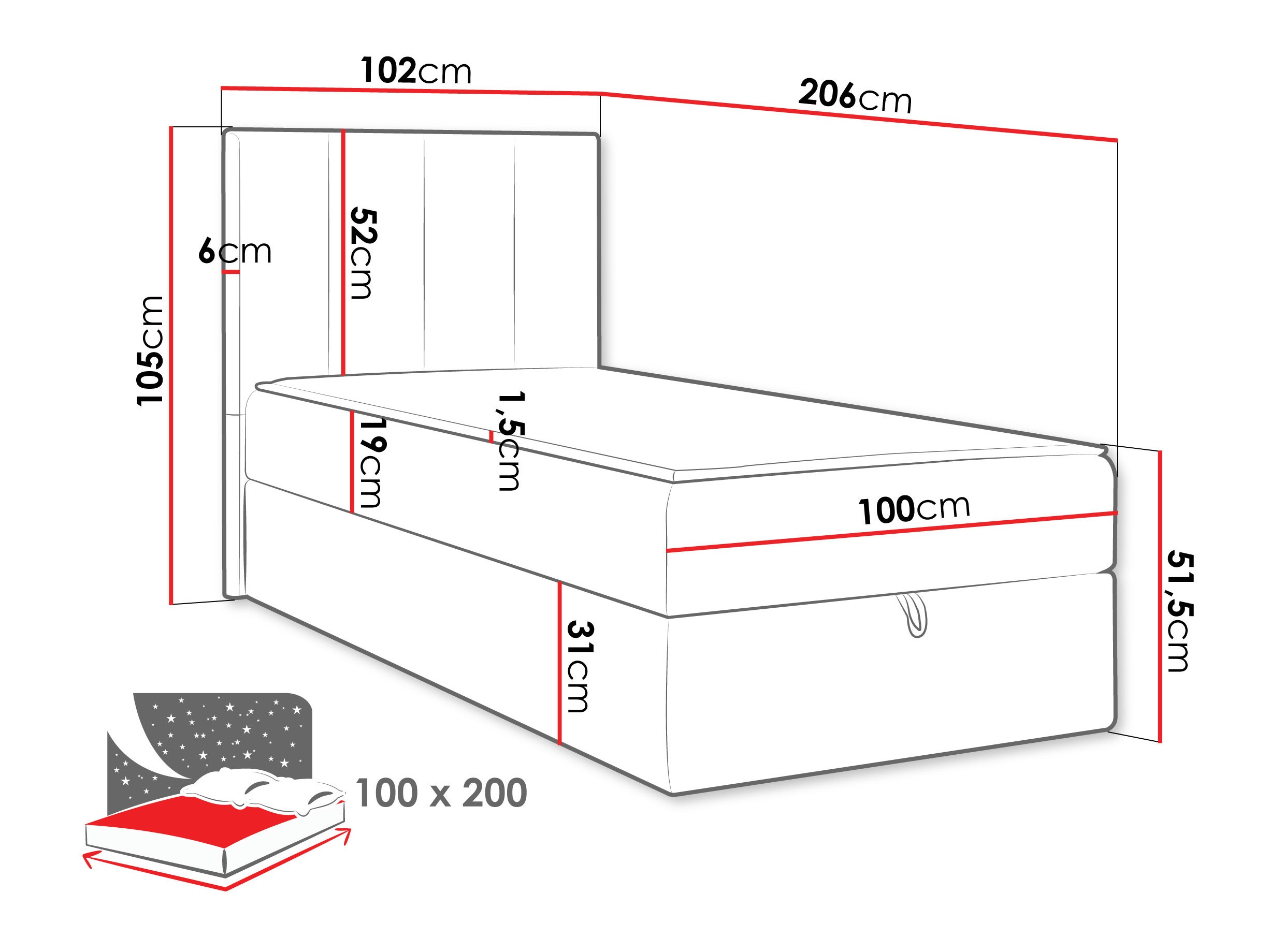 Boxspring postelja Oppidum I (Lambi 12)