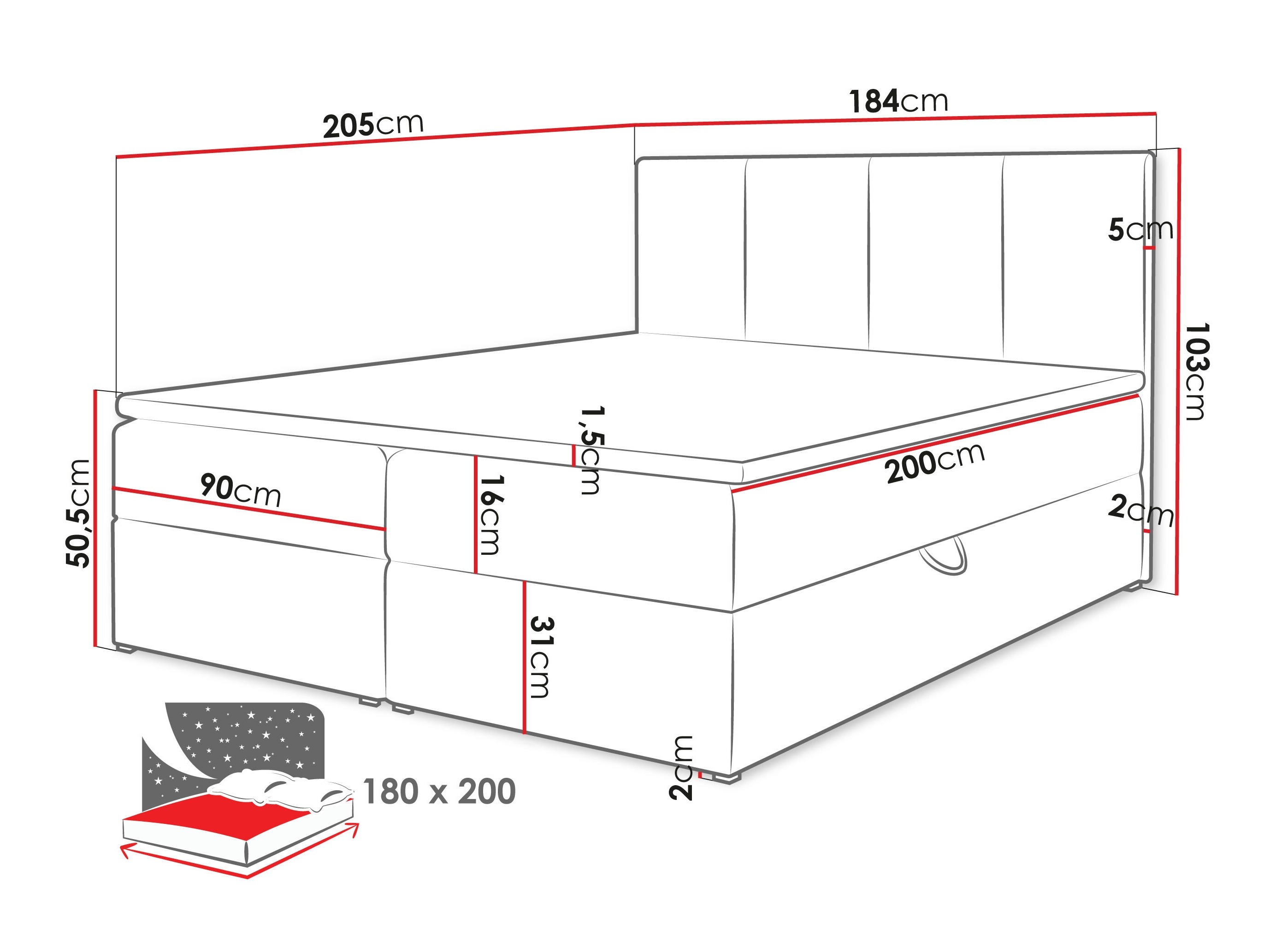 Boxspring postelja Oppidum (Lambi 08)