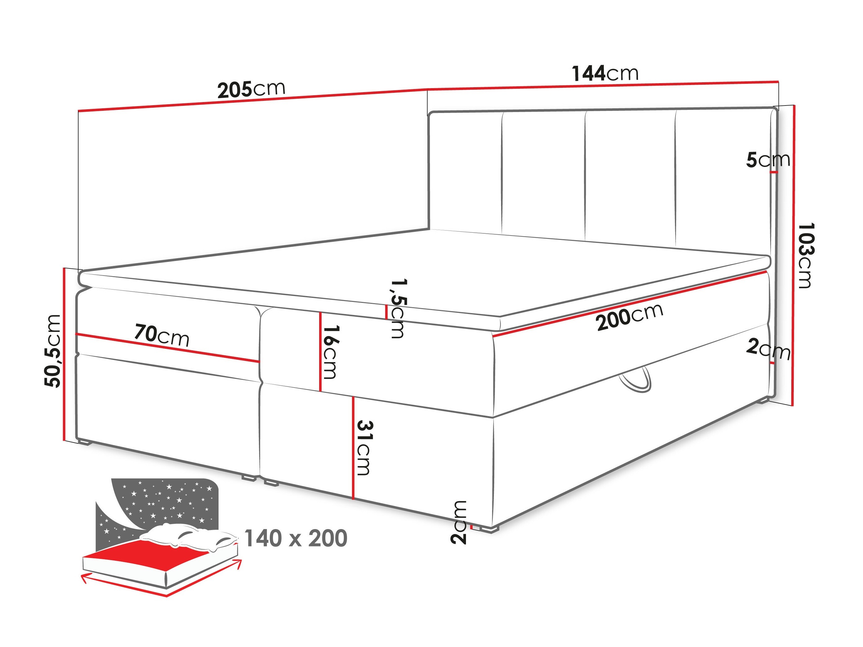 Boxspring postelja Oppidum (Polo 897)