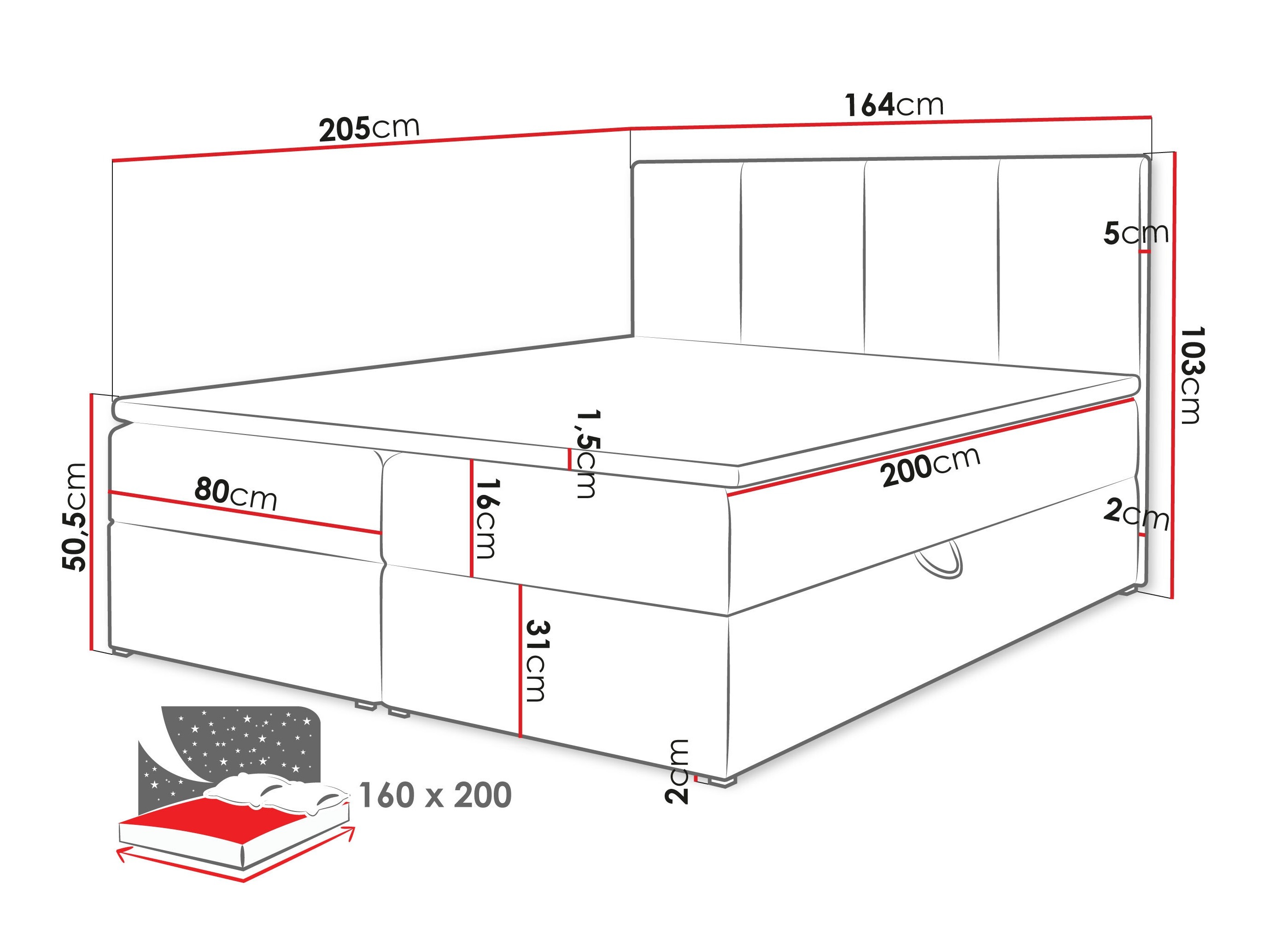 Boxspring postelja Oppidum (Polo 897)
