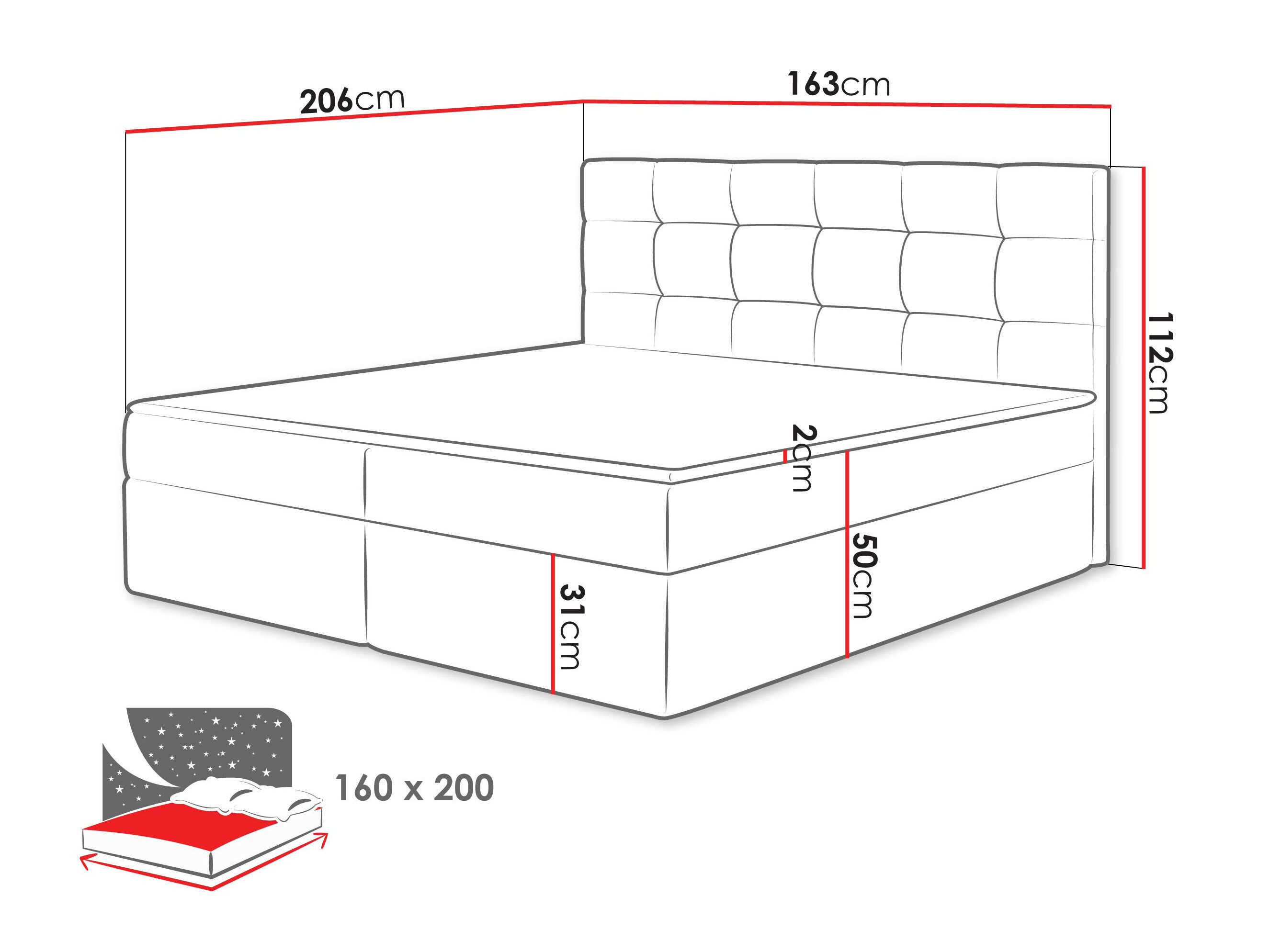 Boxspring postelja Comfivo Osculum I (Lambi 12)