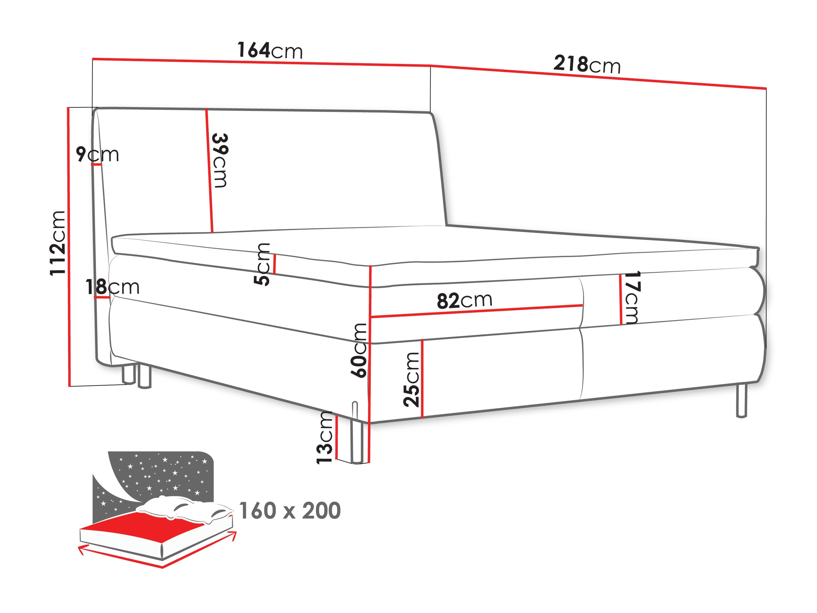 Boxspring postelja Portage 113 (Adventure 80)