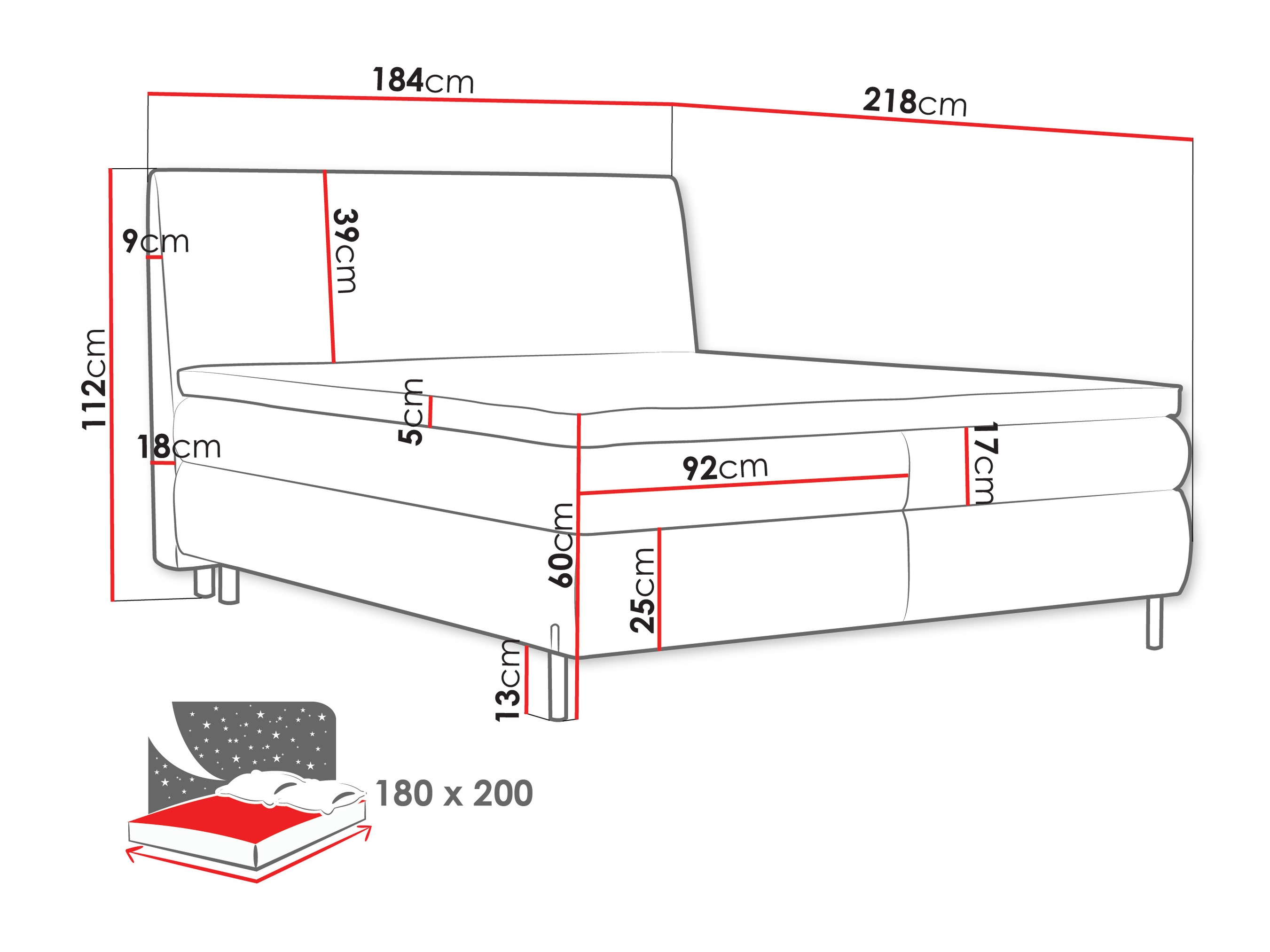 Boxspring postelja Portage 113 (Adventure 80)