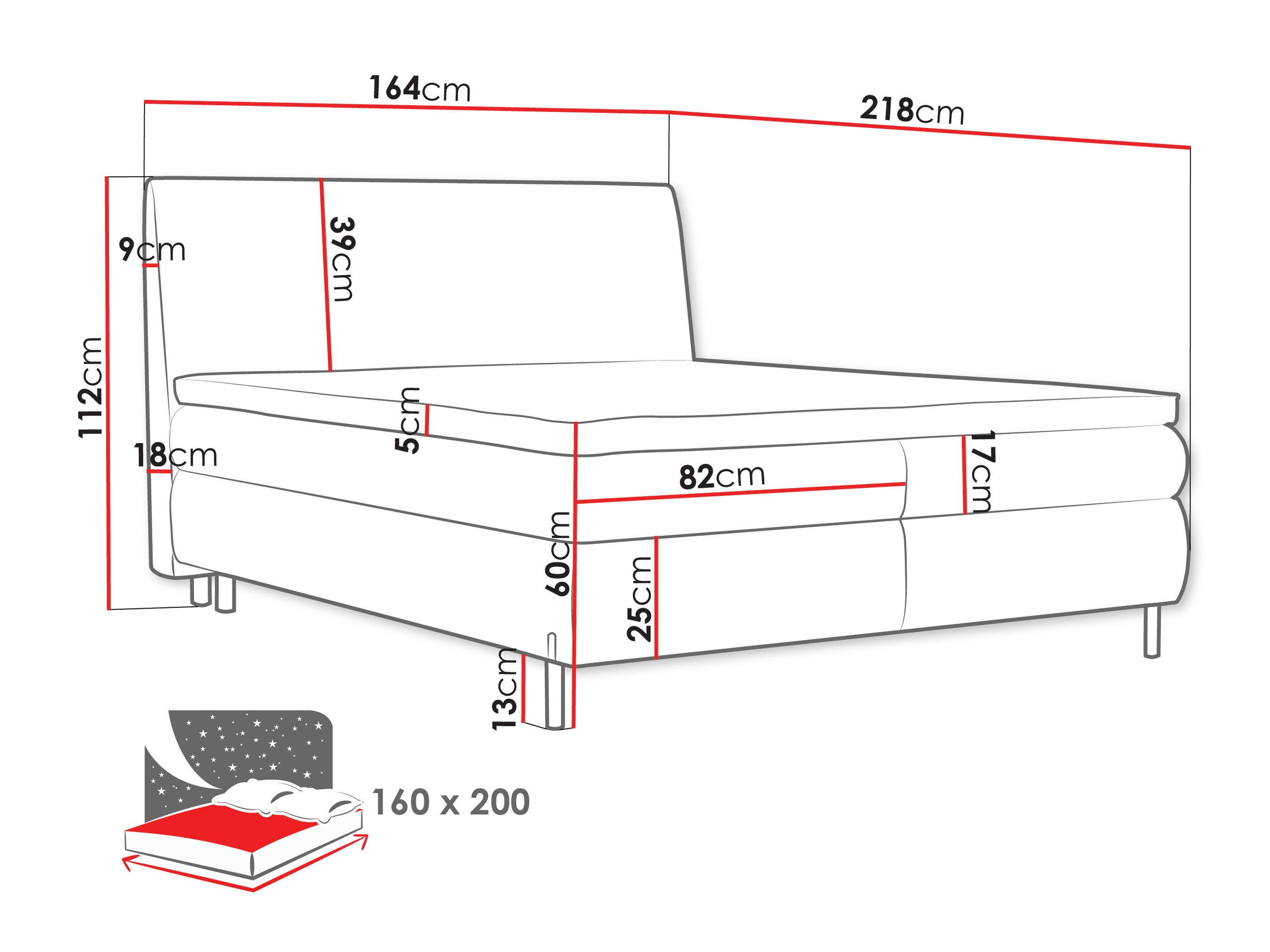 Boxspring postelja Portage 113 (Adventure 90)