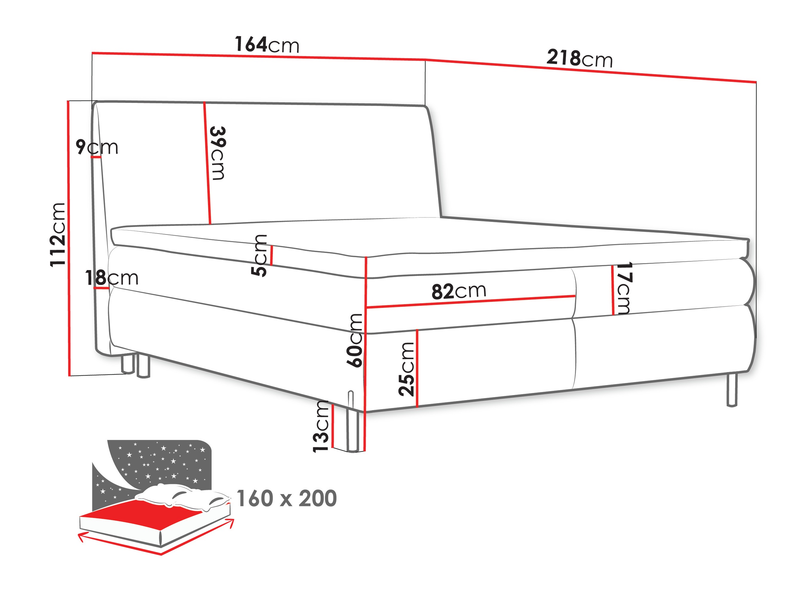 Boxspring postelja Portage 113 (Adventure 94)