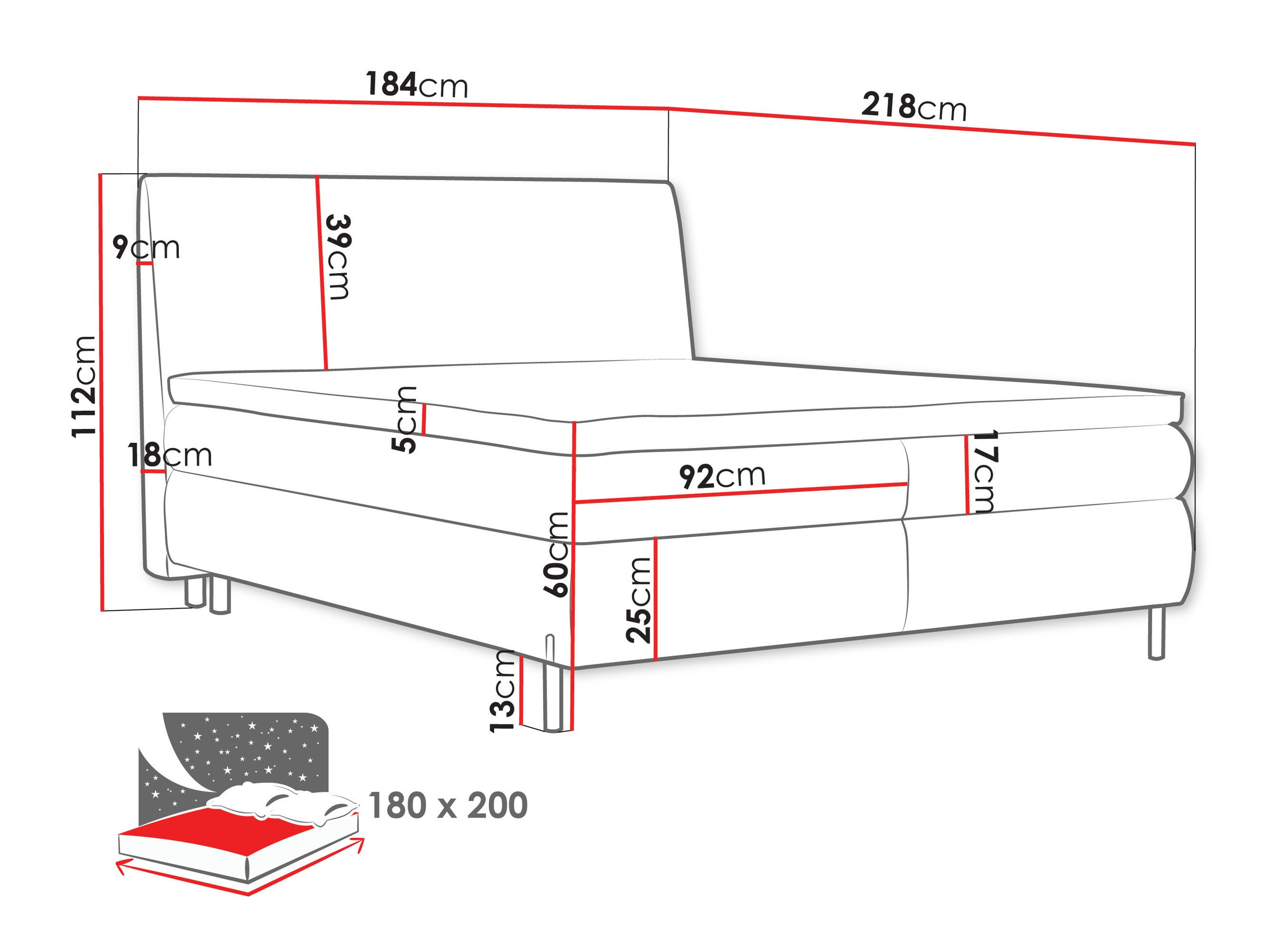 Boxspring postelja Portage 113 (Adventure 94)
