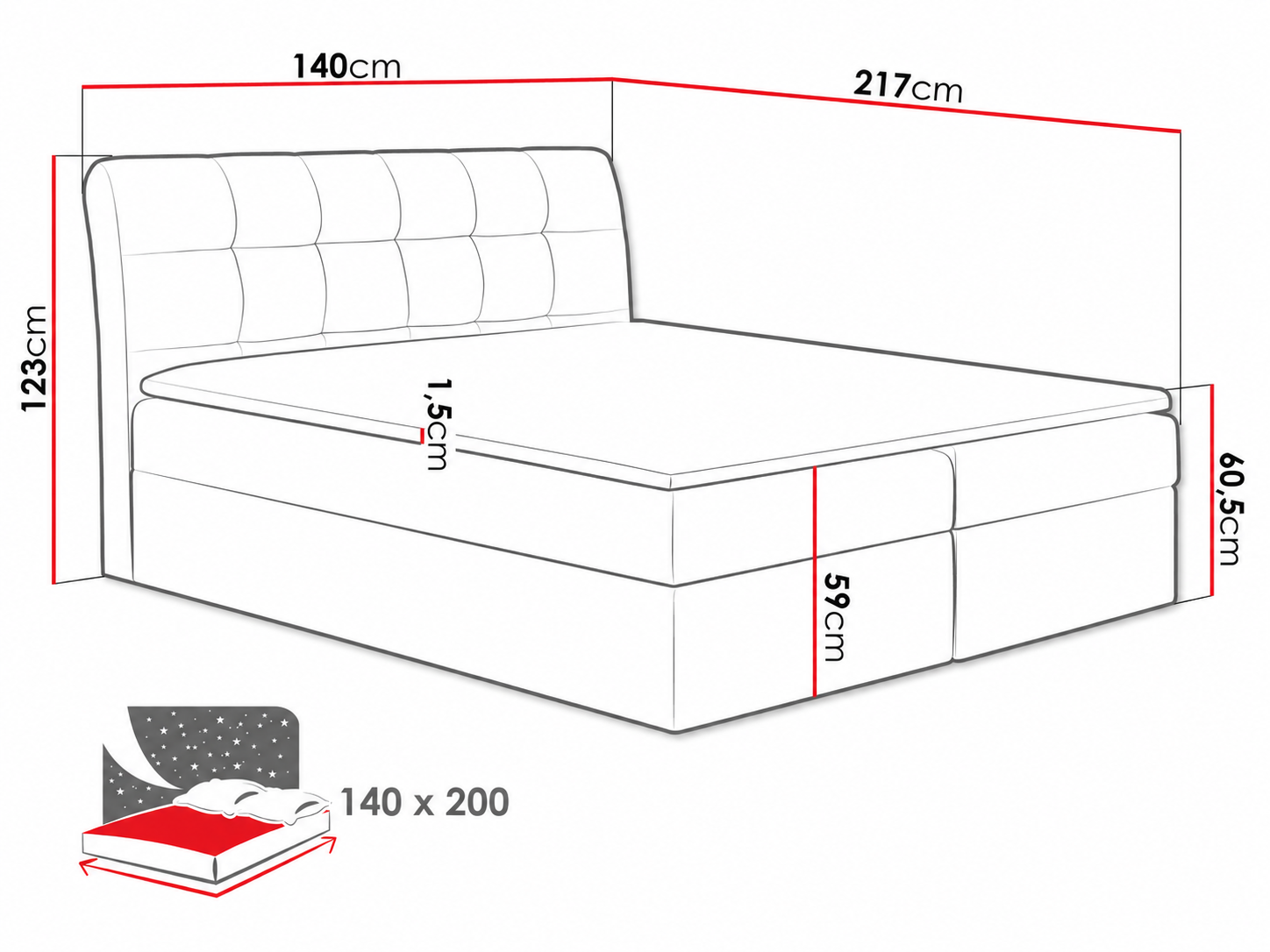 Boxspring postelja Campania (Soft 017)