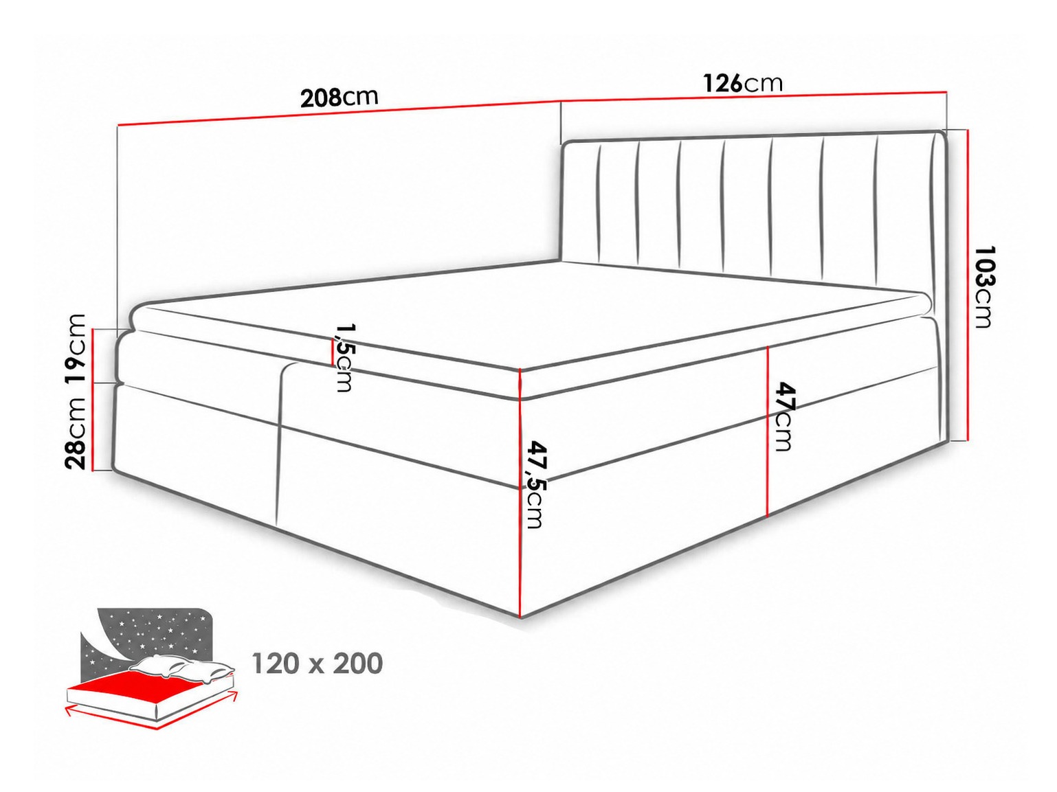 Boxspring postelja Culina (Soft 011 + Ikar 01)