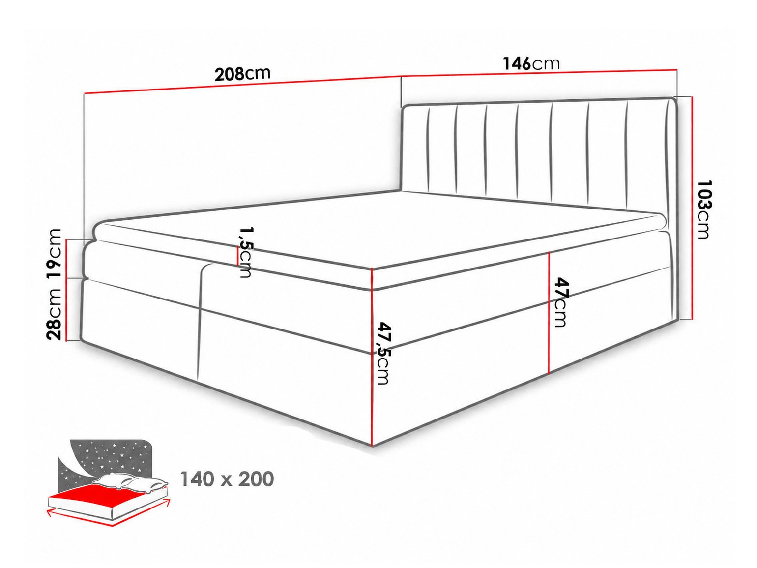 Boxspring postelja Culina (Soft 011 + Ikar 01)