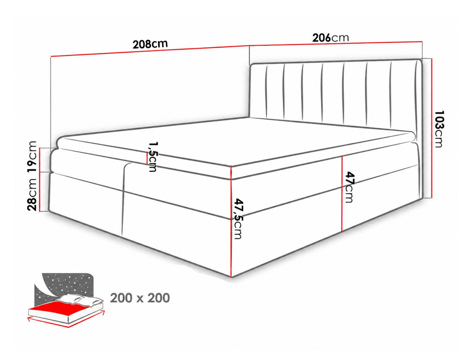 Boxspring postelja Culina (Soft 011 + Ikar 01)