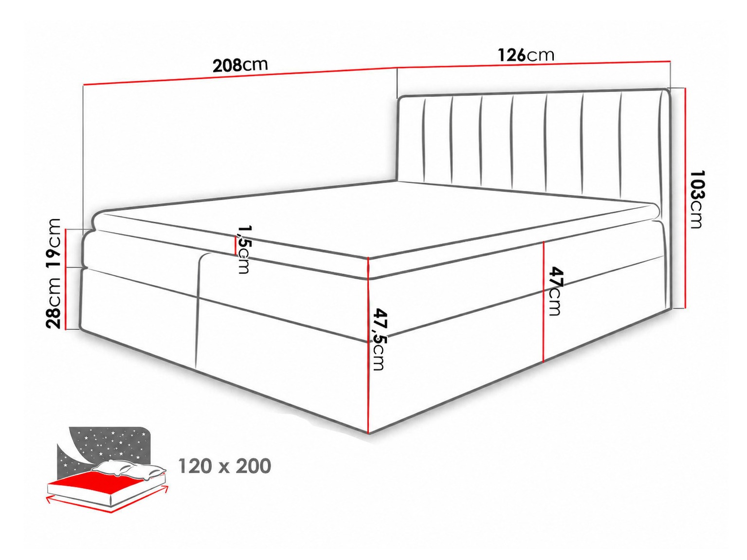 Boxspring postelja Culina (Soft 017 + Ikar 09)