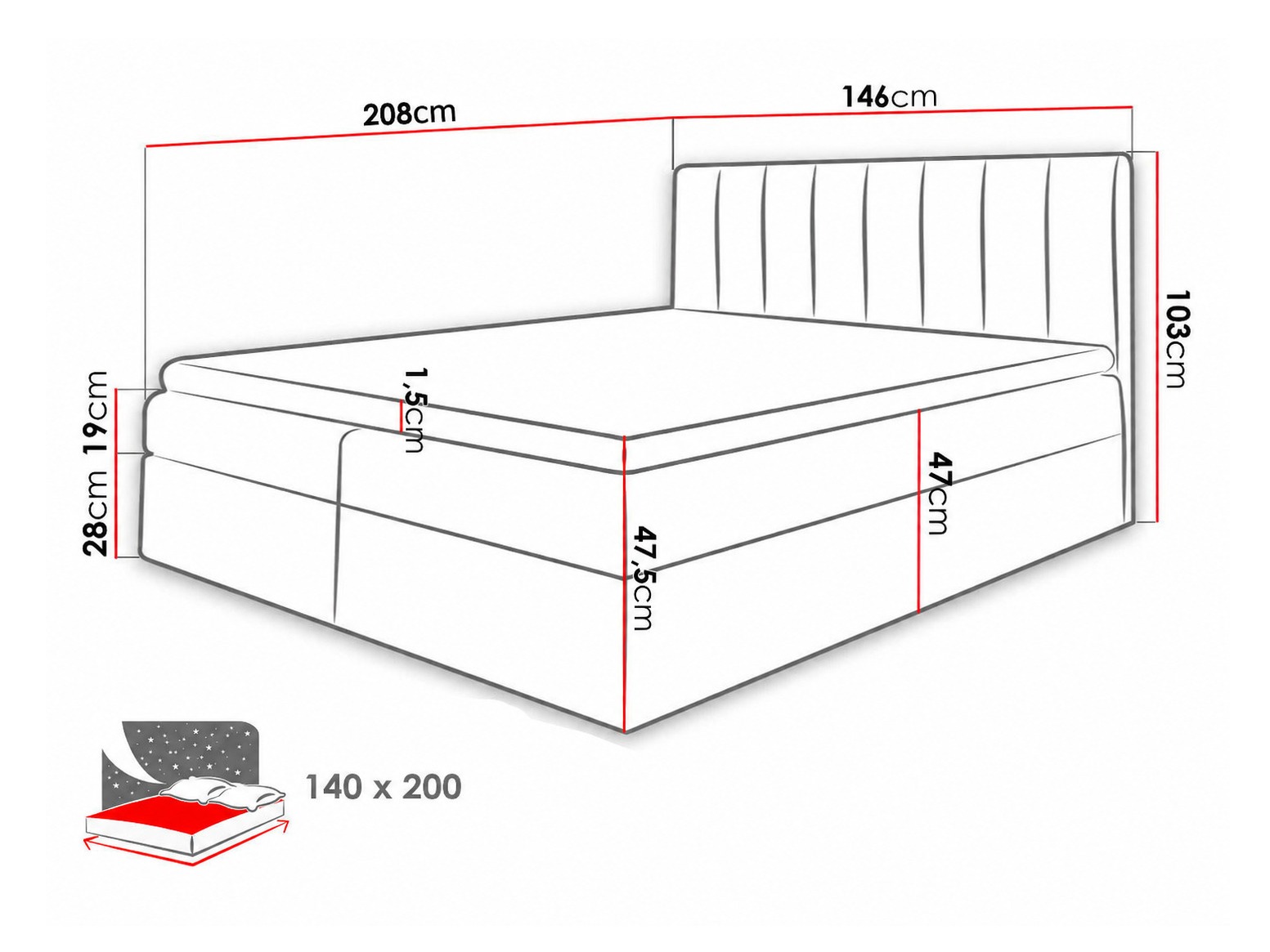 Boxspring postelja Culina (Soft 017 + Ikar 09)
