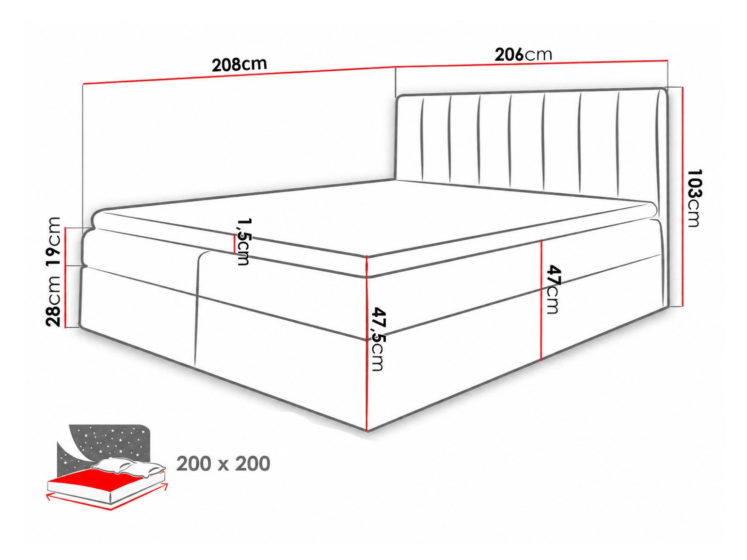 Boxspring postelja Culina (Soft 017 + Ikar 09)