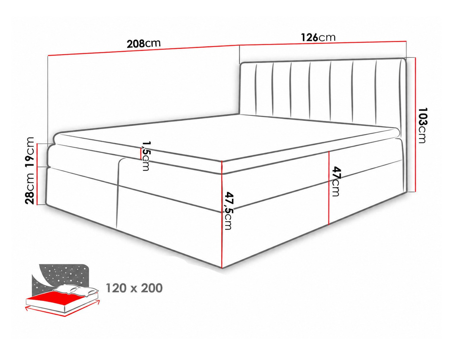 Boxspring postelja Culina (Soft 017 + Spirit 13)