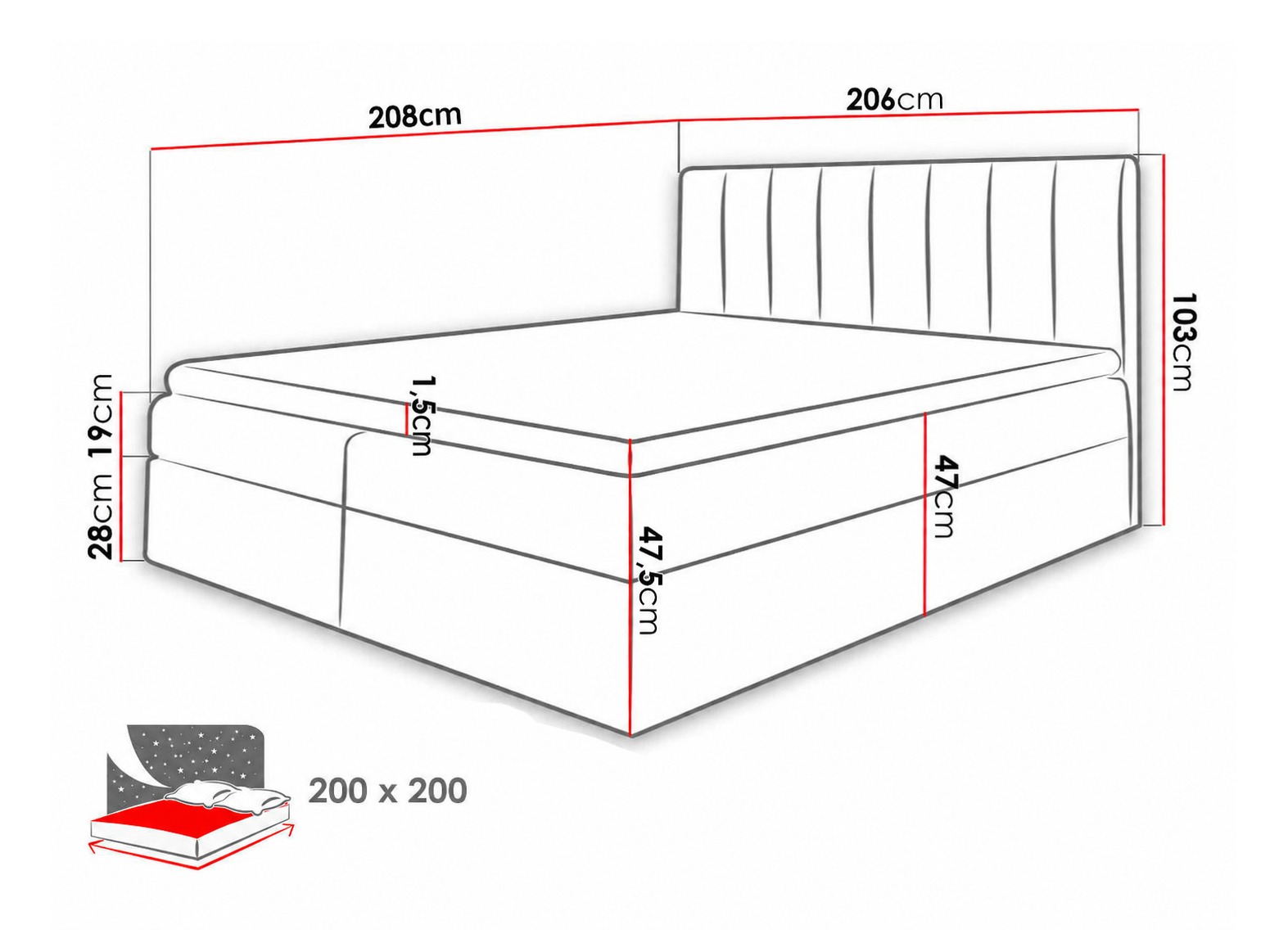 Boxspring postelja Culina (Soft 017 + Spirit 13)