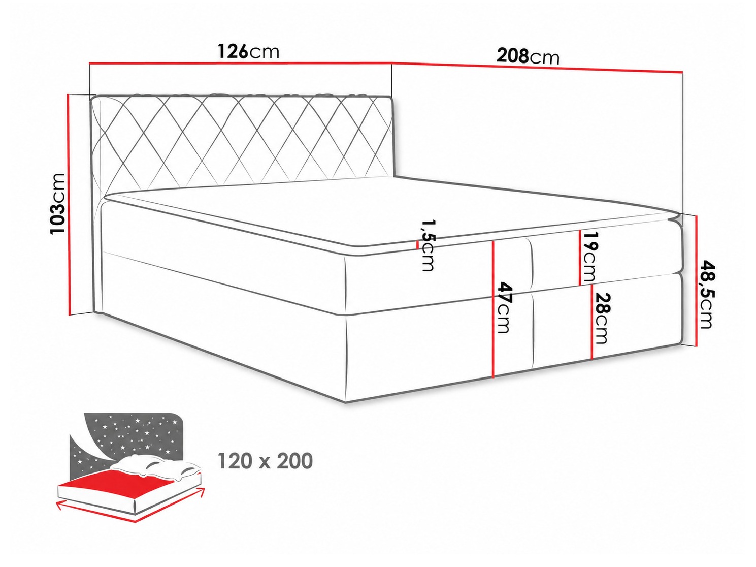 Boxspring postelja Genus (Velluto 10)