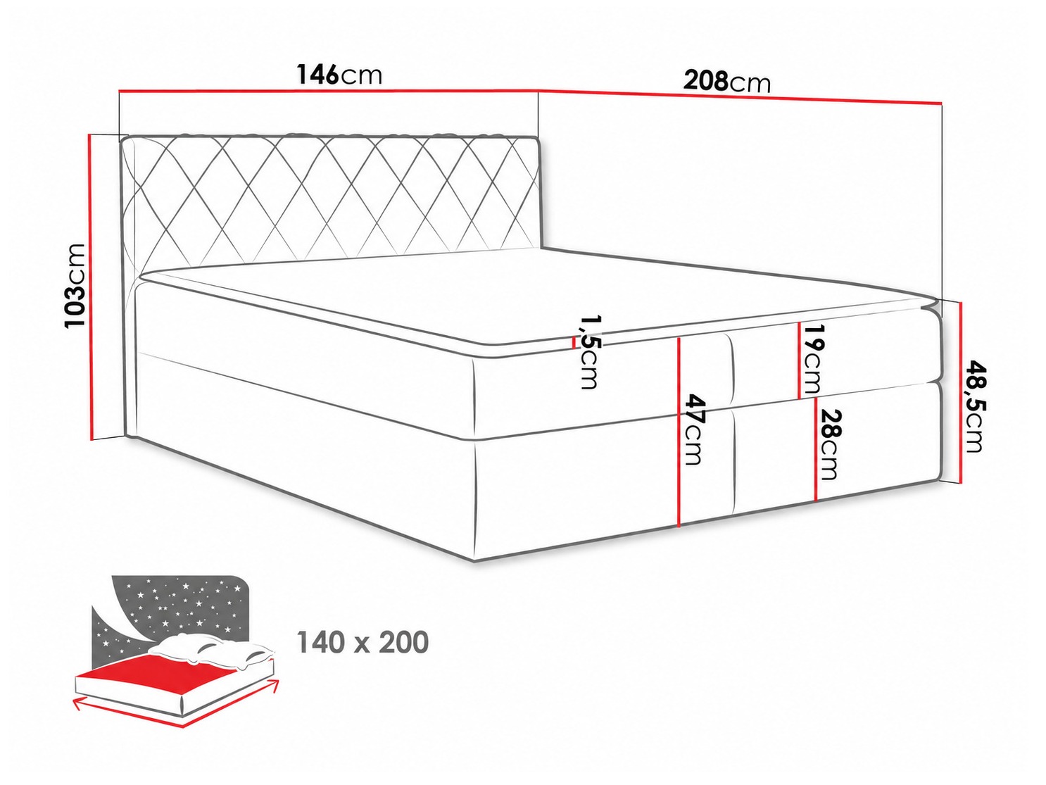 Boxspring postelja Genus (Velluto 10)