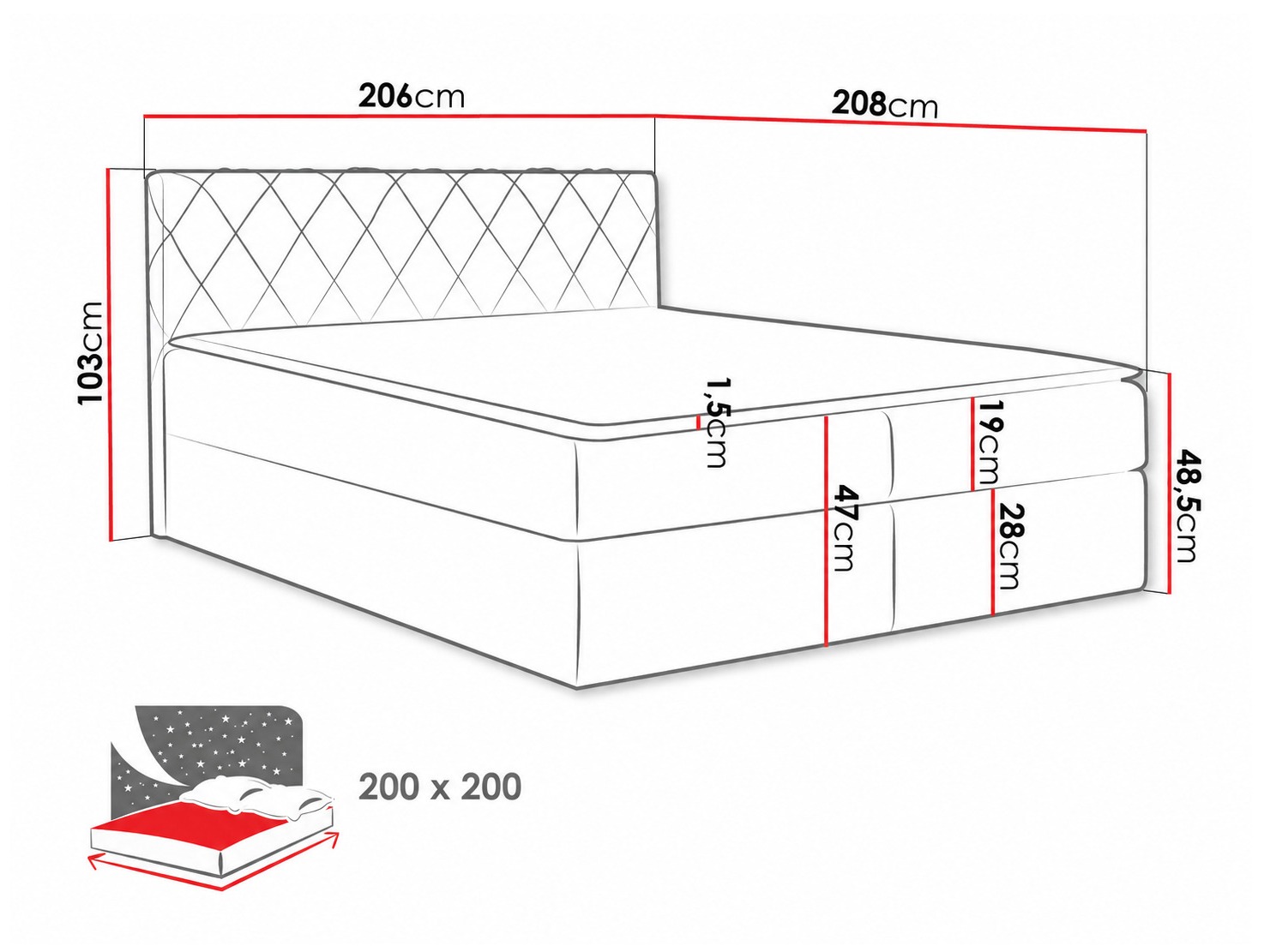 Boxspring postelja Genus (Velluto 10)