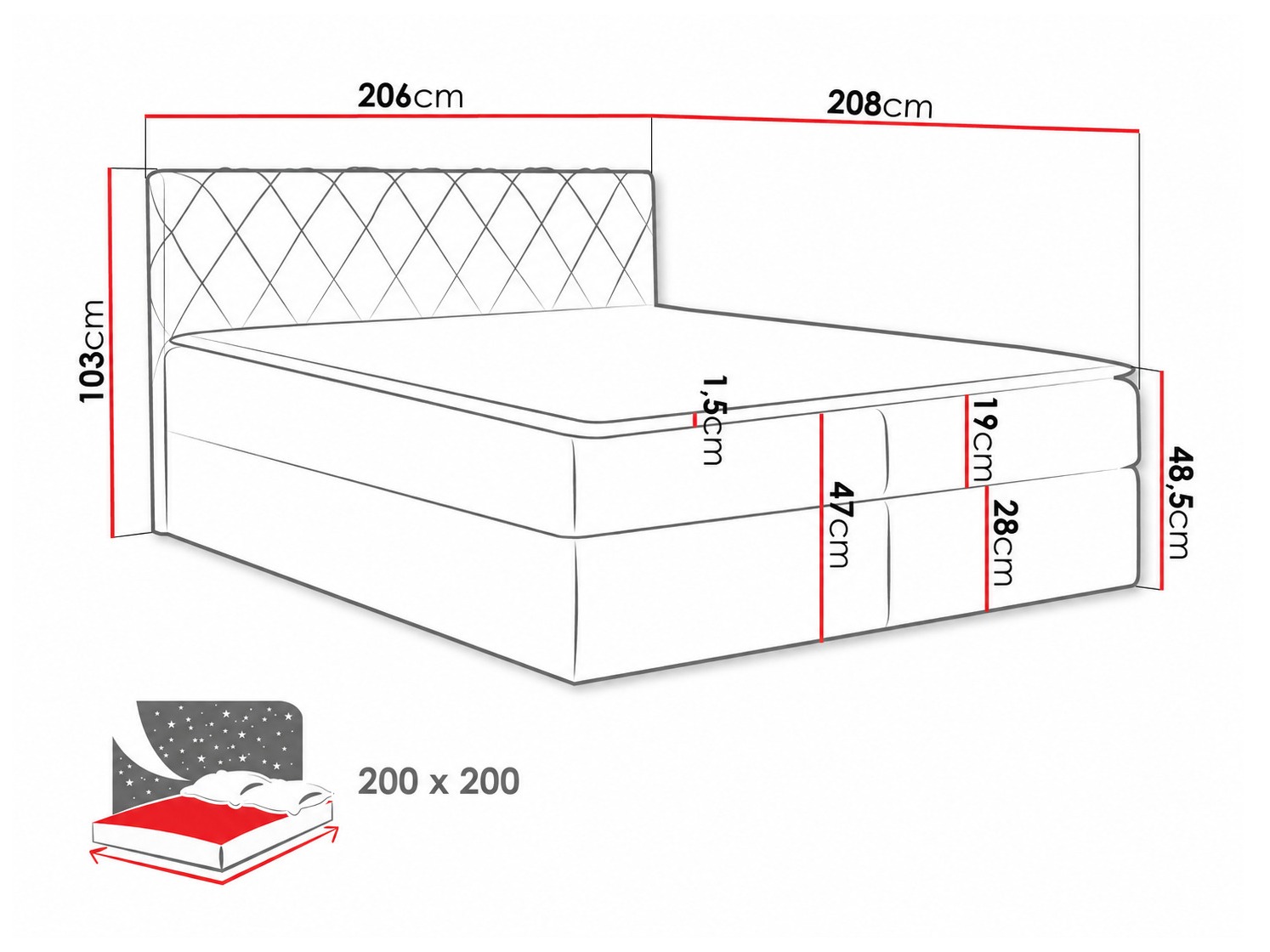 Boxspring postelja Genus (Velluto 11)