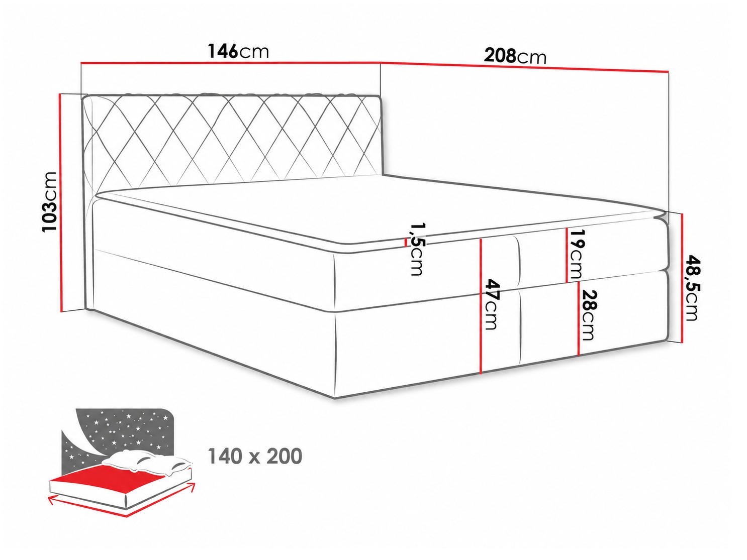 Boxspring postelja Genus (Velluto 16)