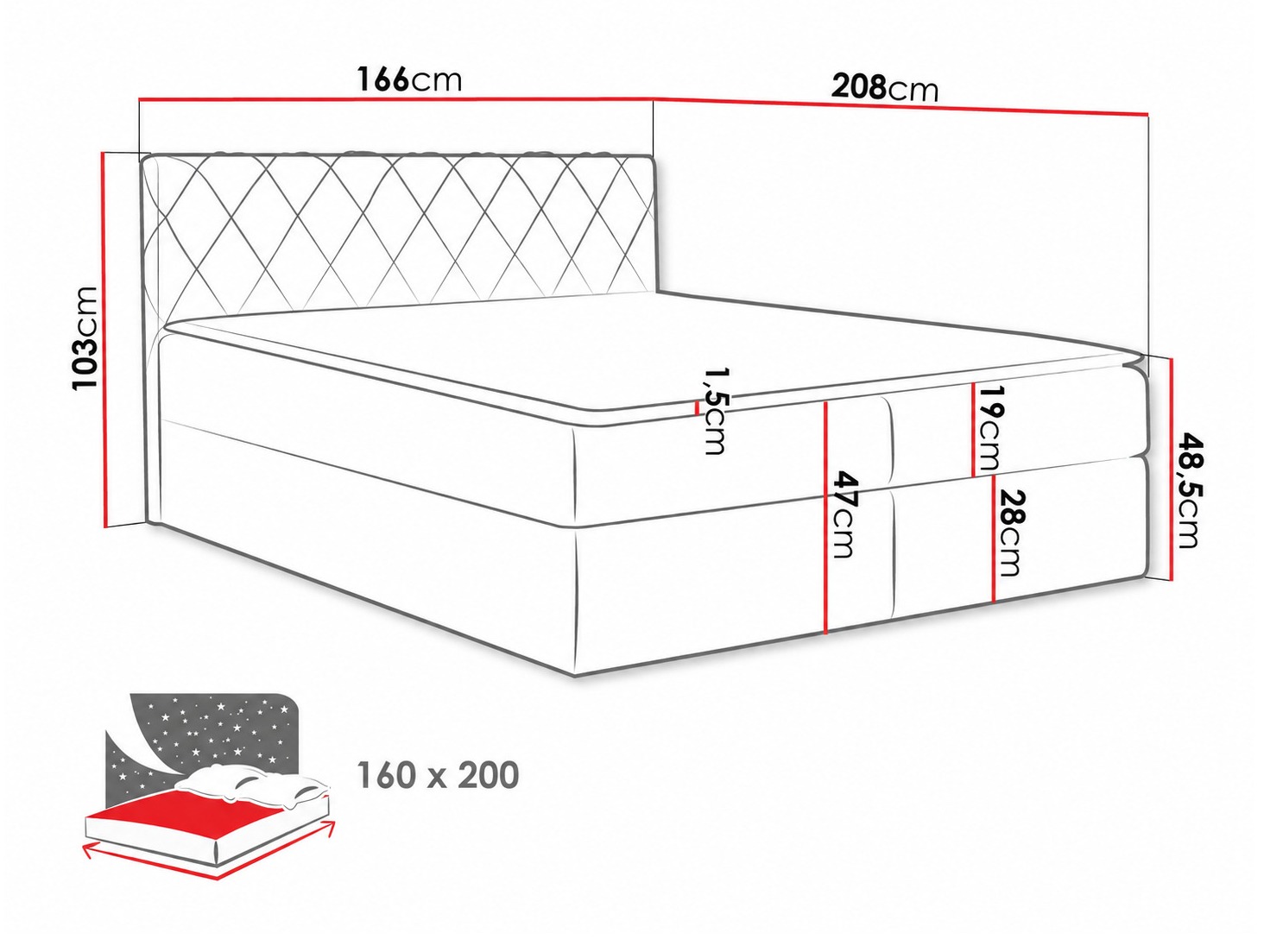 Boxspring postelja Genus (Velluto 16)
