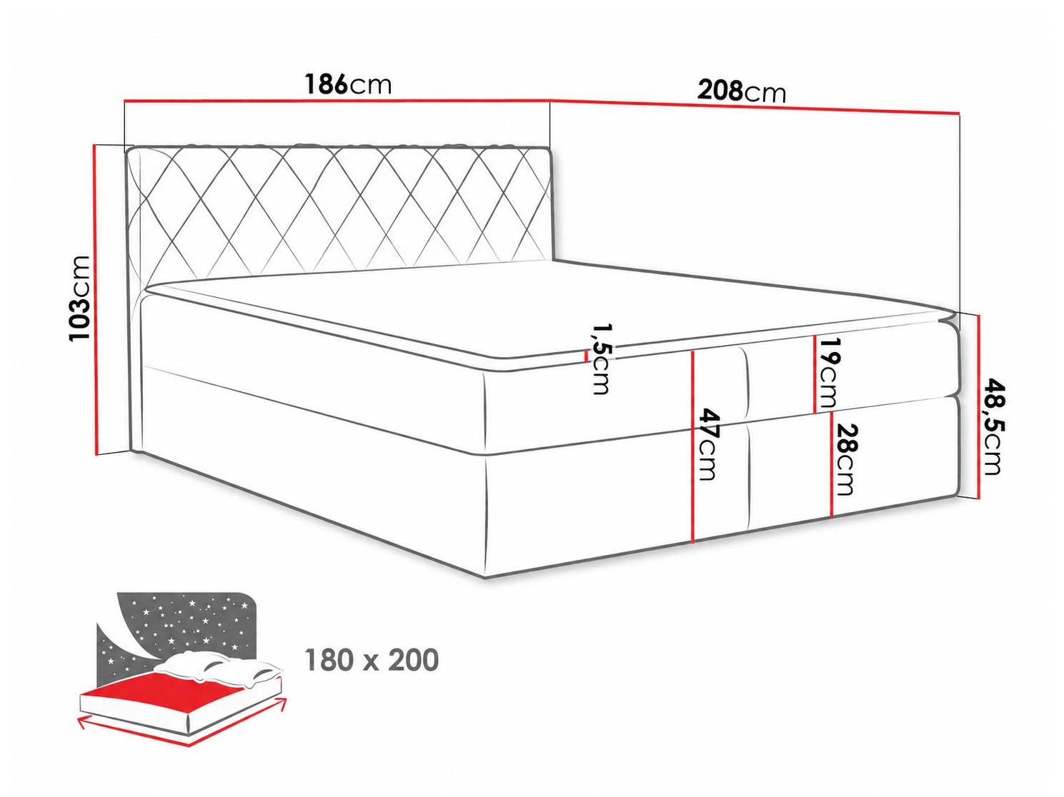 Boxspring postelja Genus (Velluto 16)