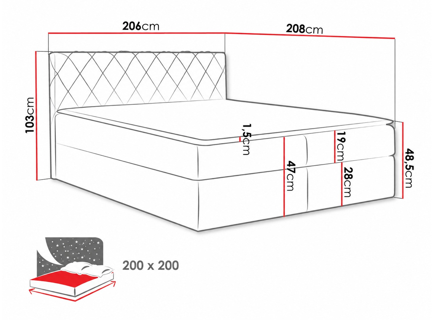 Boxspring postelja Genus (Velluto 16)