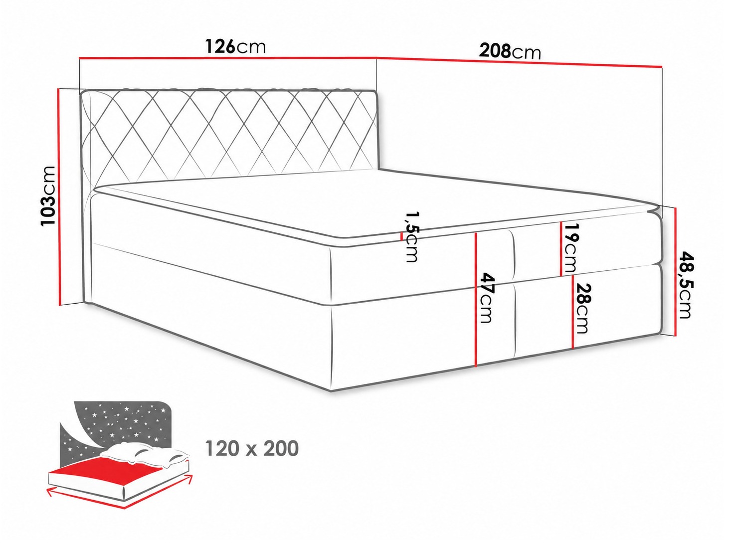 Boxspring postelja Genus (Velluto 3)