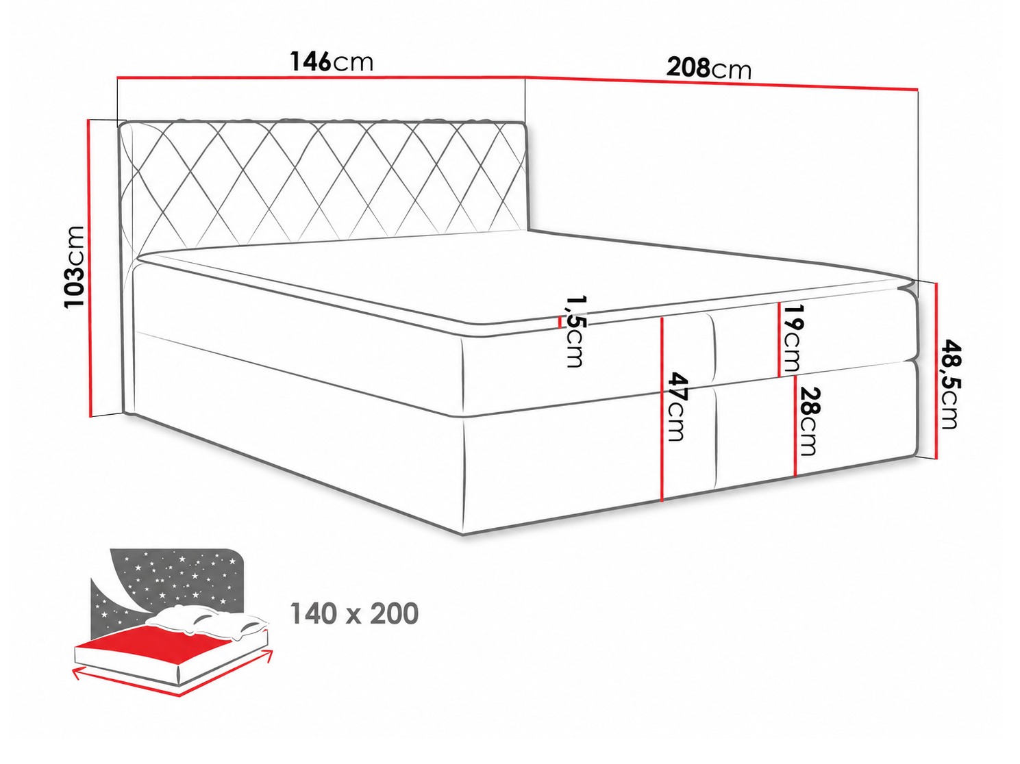 Boxspring postelja Genus (Velluto 3)