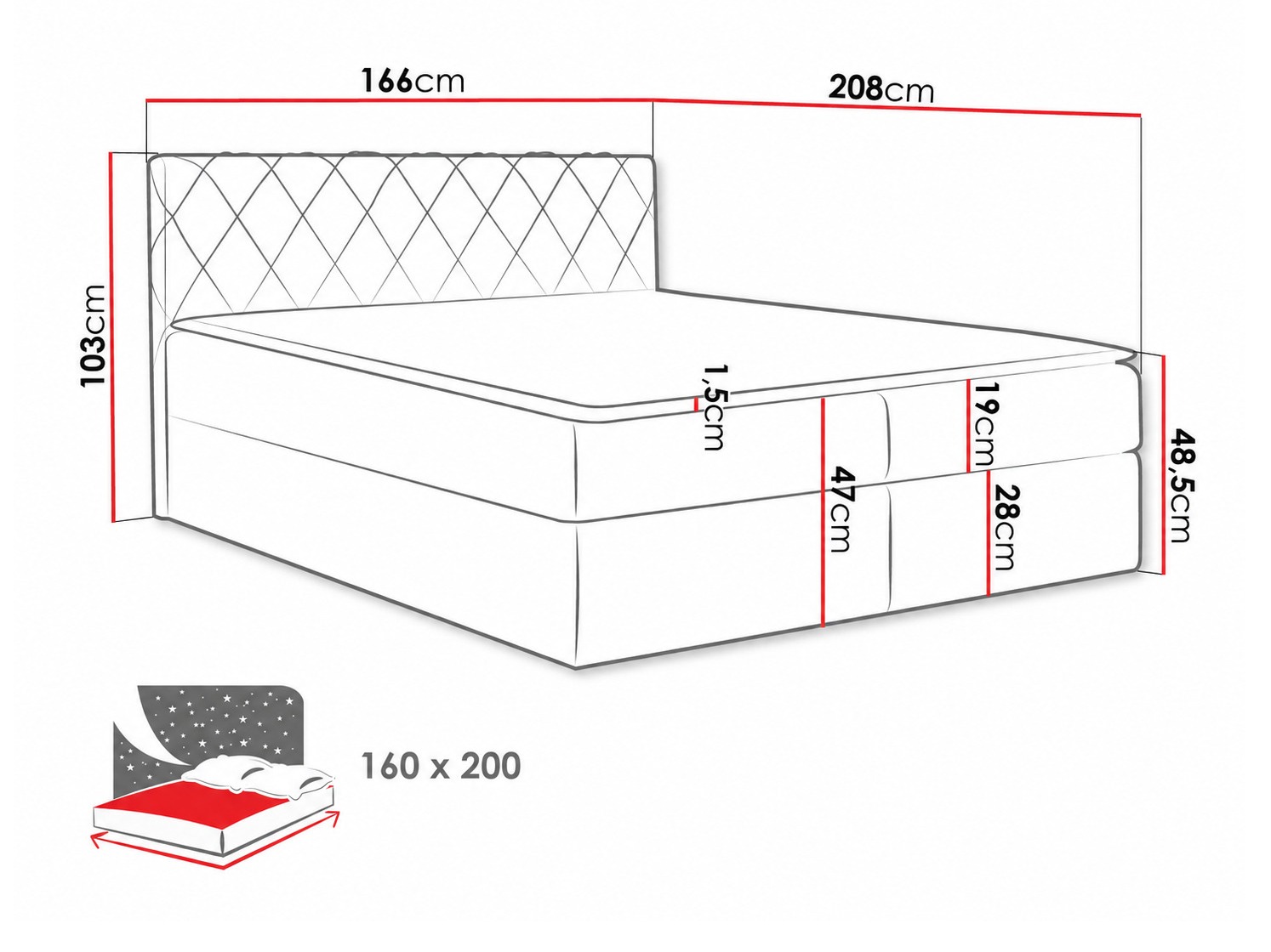 Boxspring postelja Genus (Velluto 3)