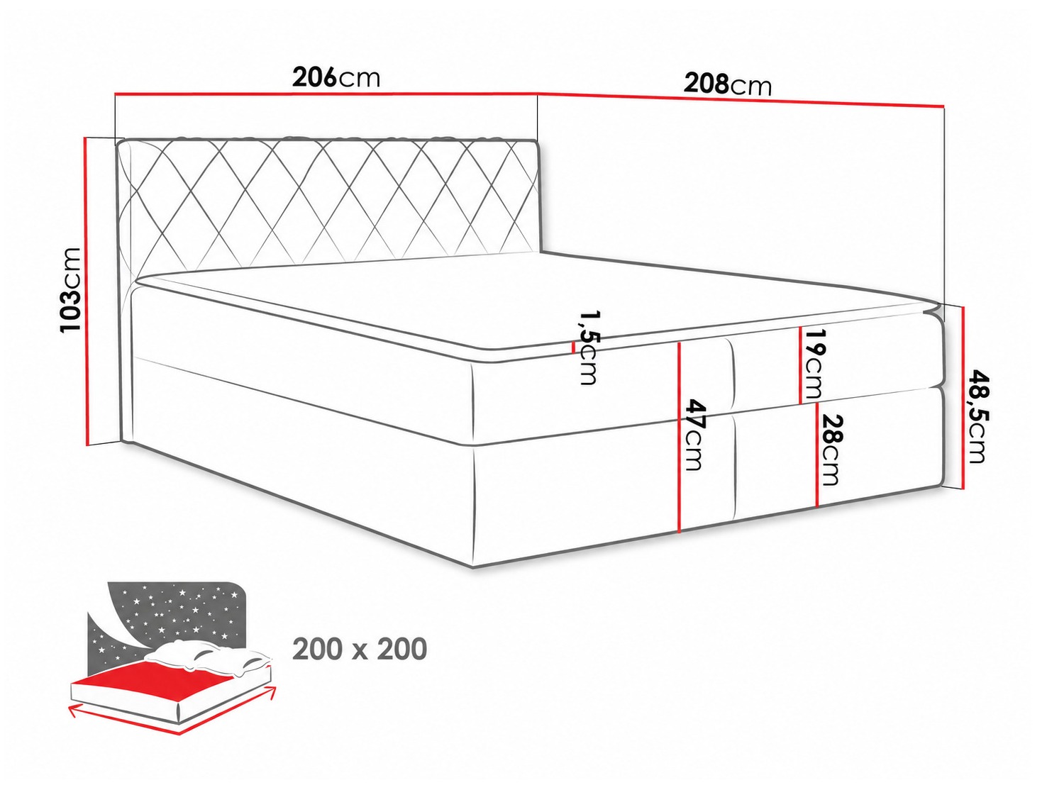 Boxspring postelja Genus (Velluto 3)
