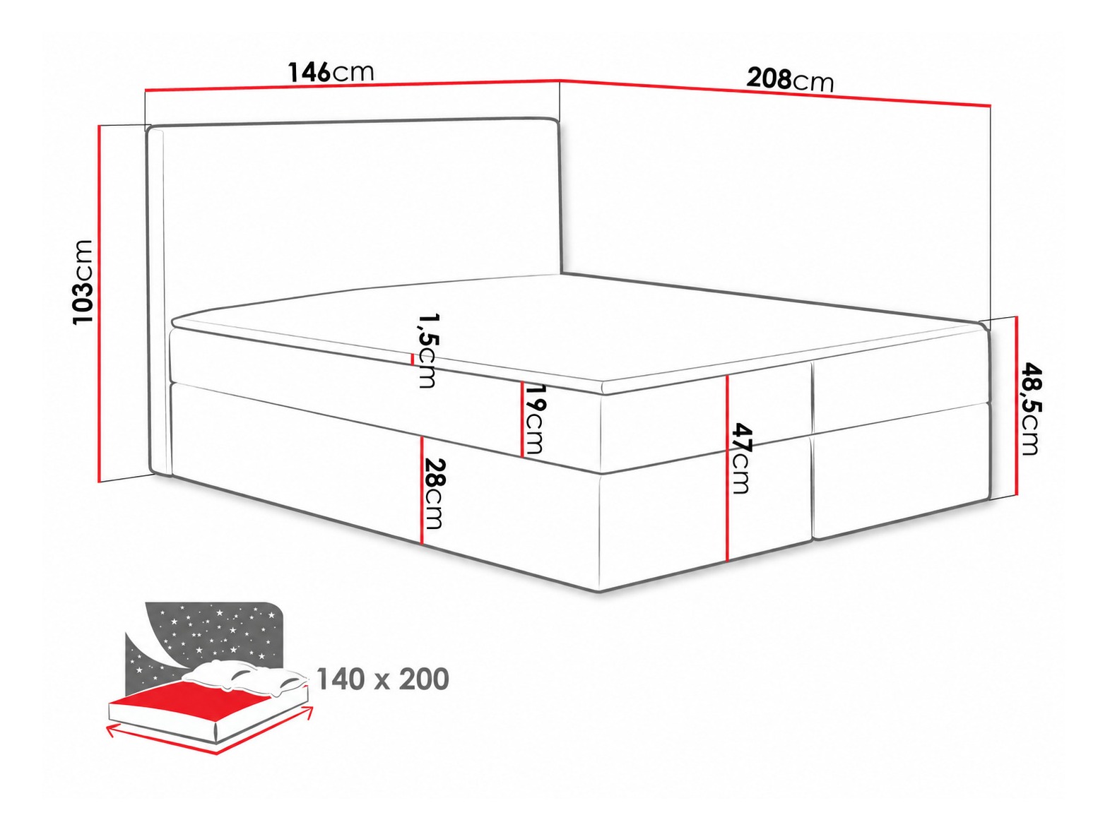 Boxspring postelja Nix (Velluto 10)