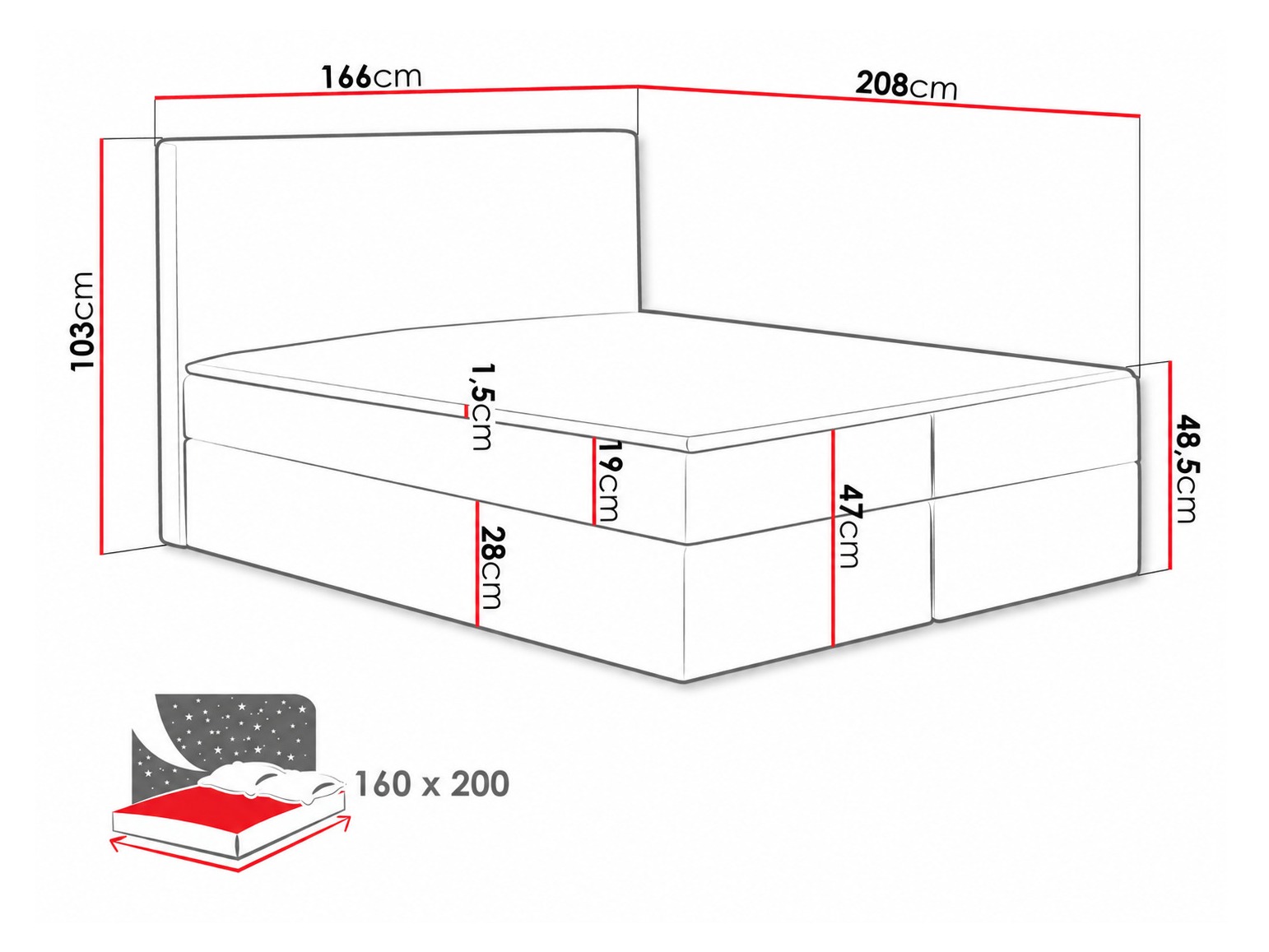 Boxspring postelja Nix (Velluto 10)