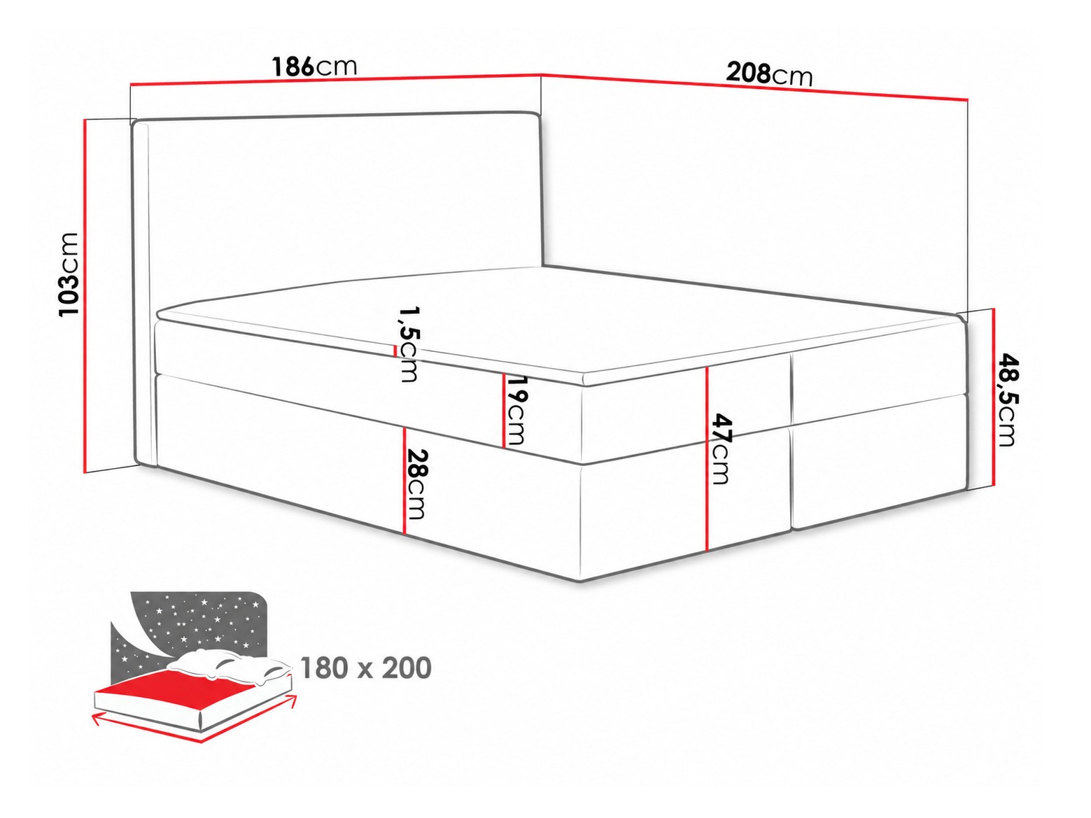 Boxspring postelja Nix (Velluto 10)