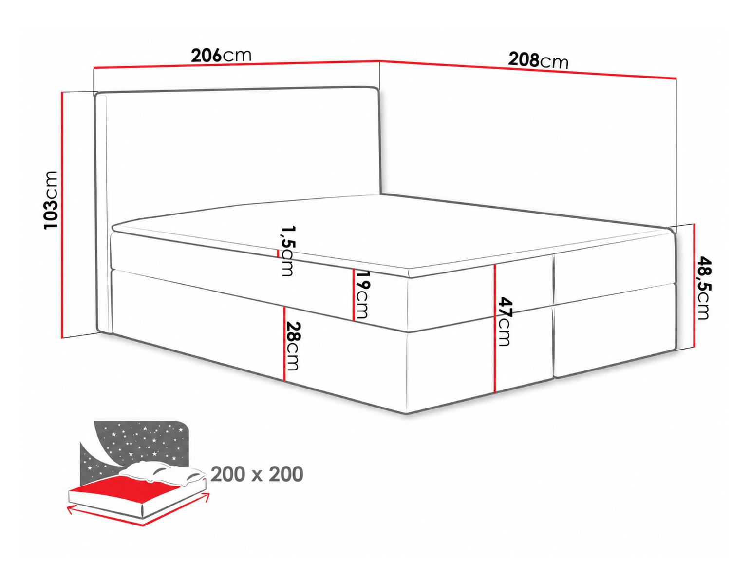 Boxspring postelja Nix (Velluto 10)
