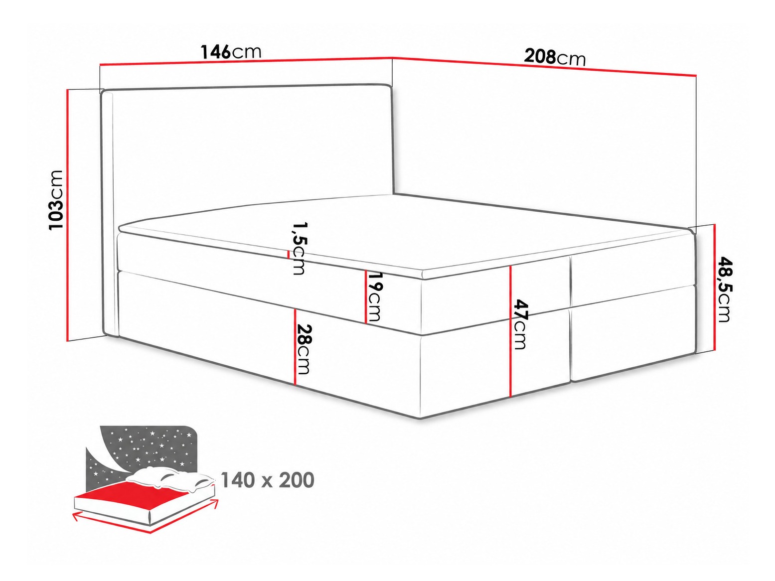 Boxspring postelja Nix (Velluto 11)