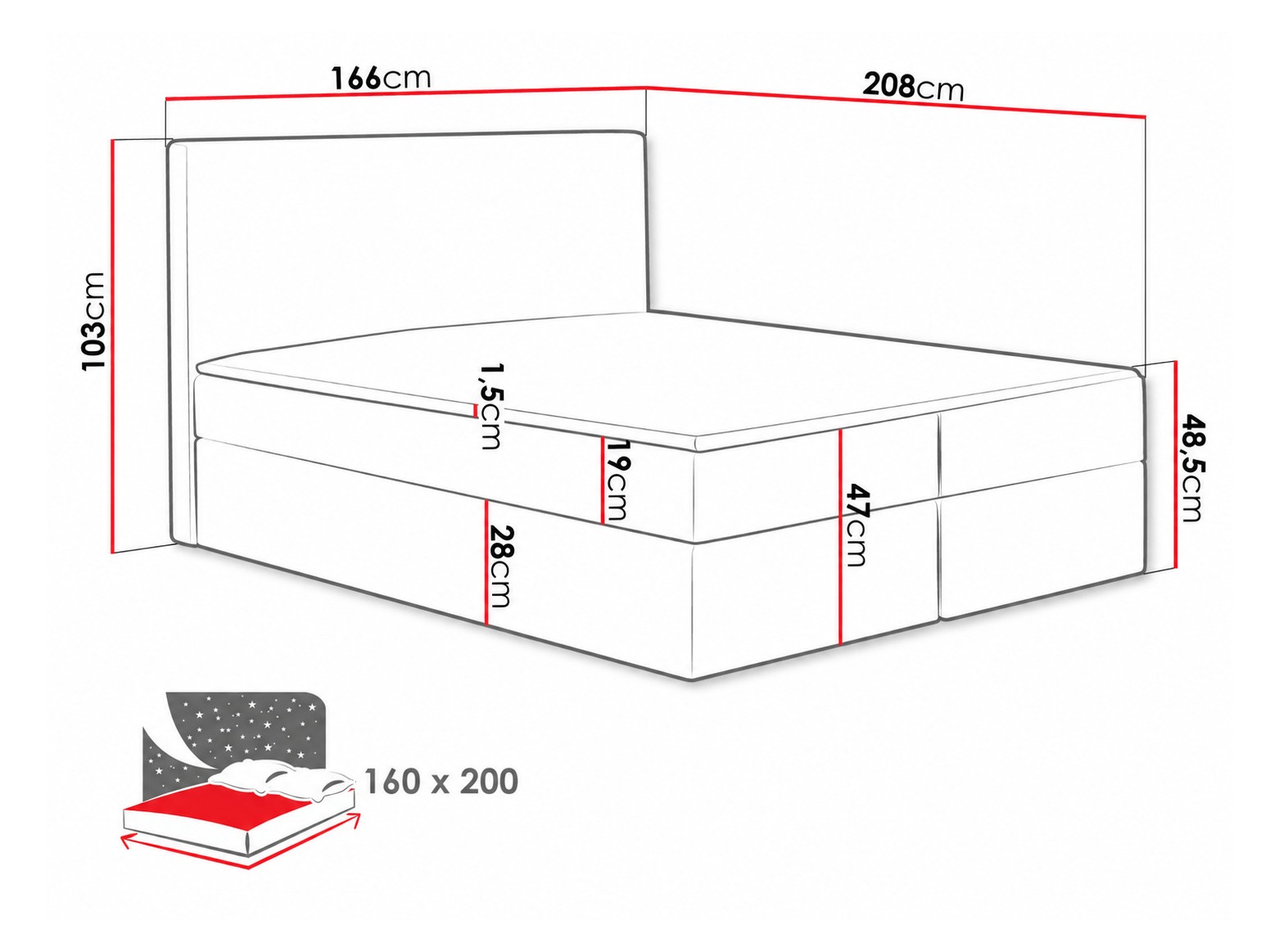 Boxspring postelja Nix (Velluto 11)