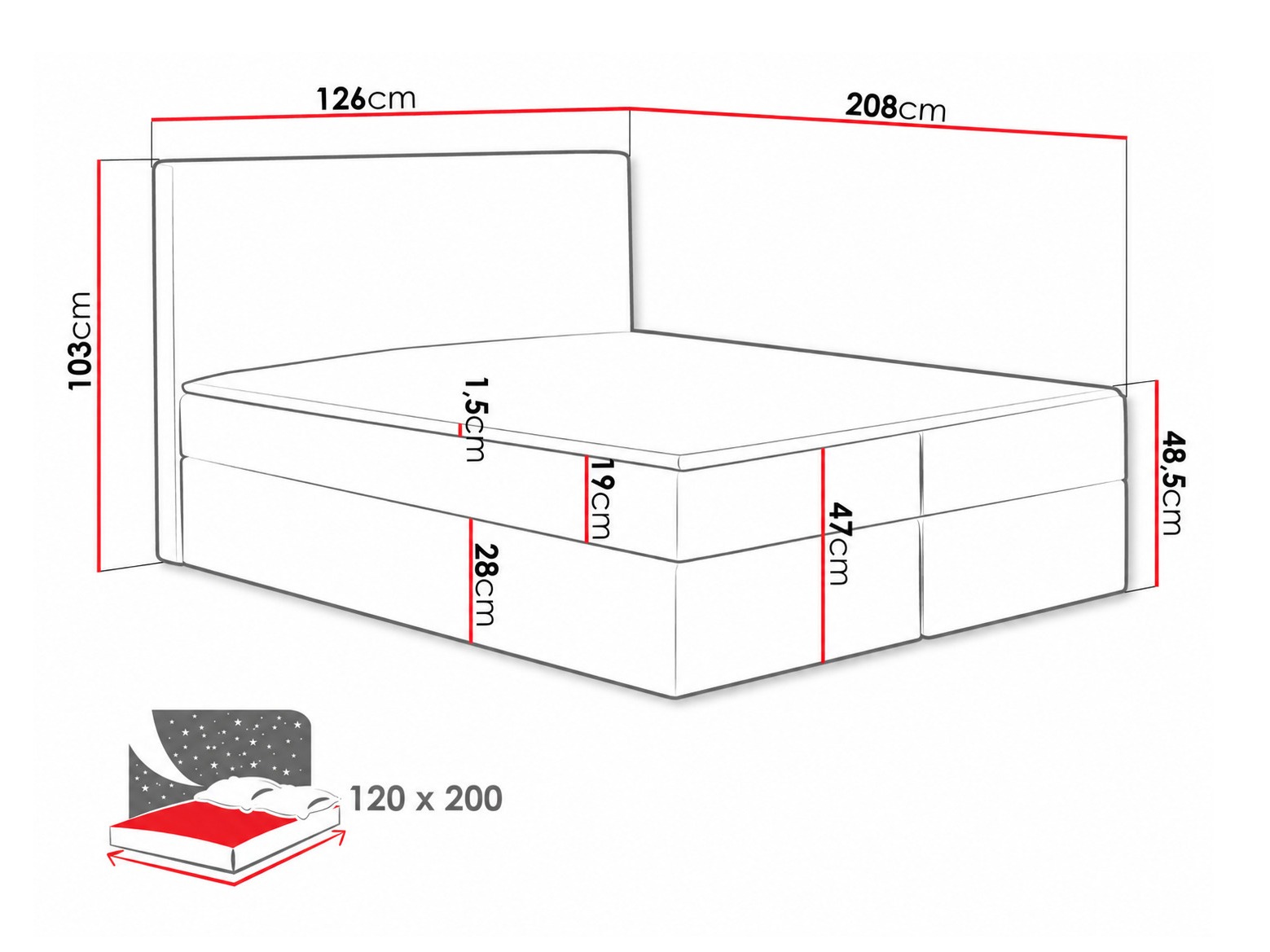 Boxspring postelja Nix (Velluto 14)