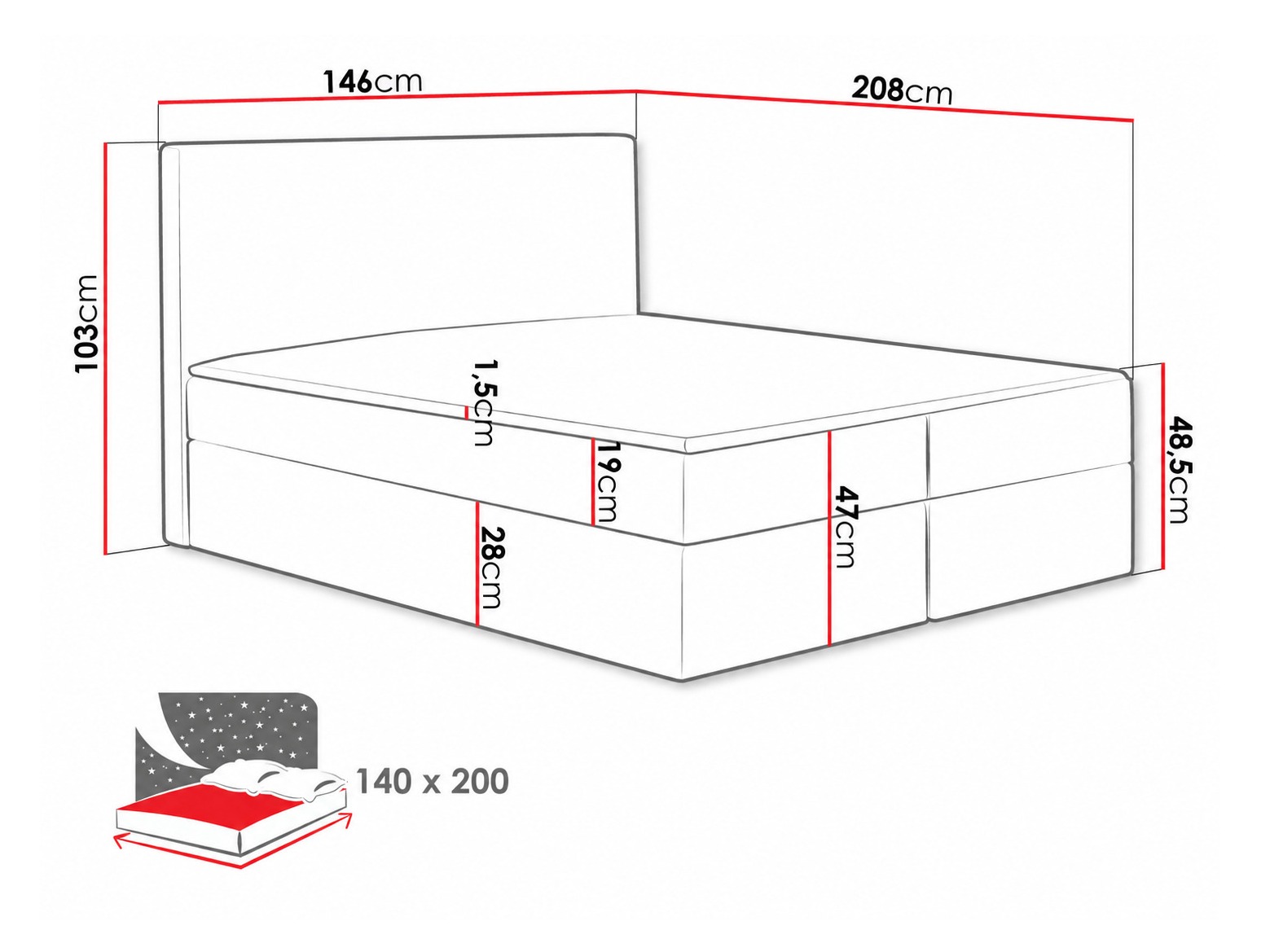 Boxspring postelja Nix (Velluto 14)
