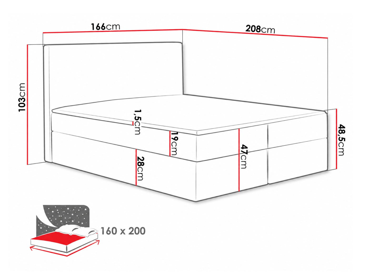 Boxspring postelja Nix (Velluto 14)