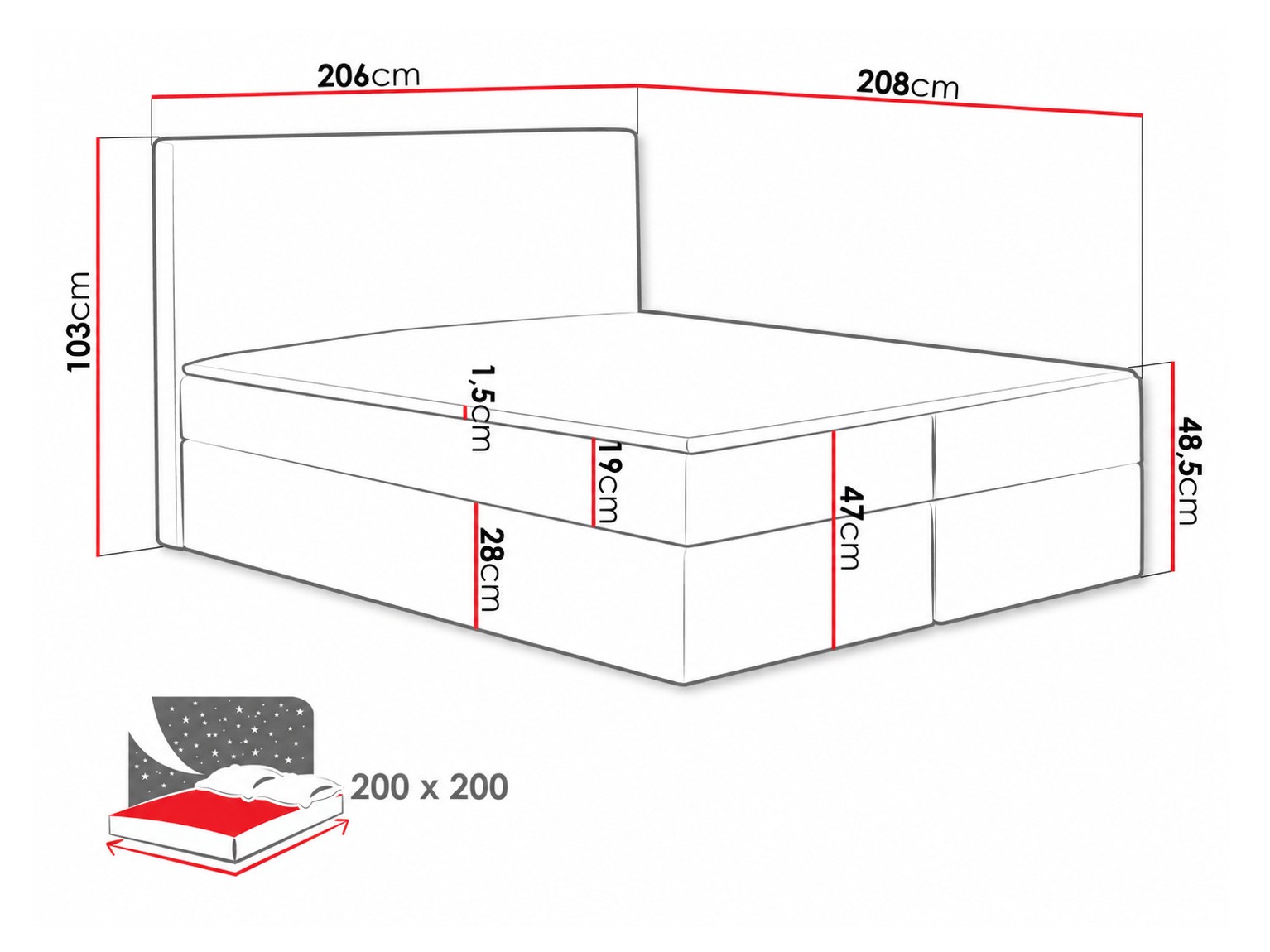 Boxspring postelja Nix (Velluto 16)