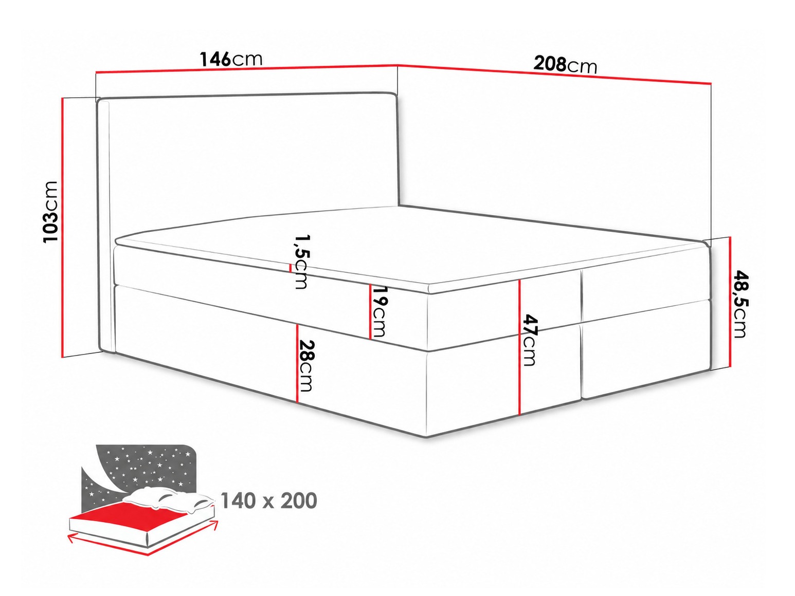 Boxspring postelja Nix (Velluto 7)