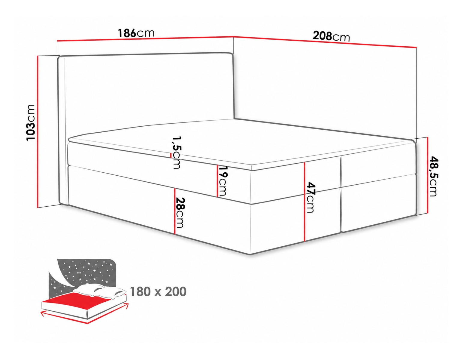 Boxspring postelja Nix (Velluto 7)