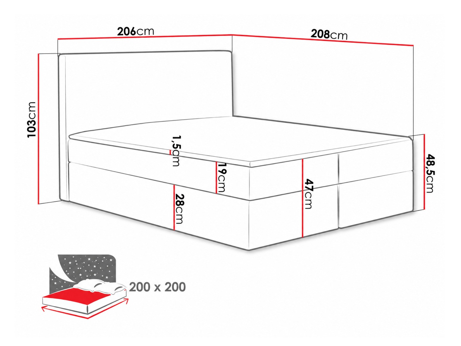 Boxspring postelja Nix (Velluto 7)