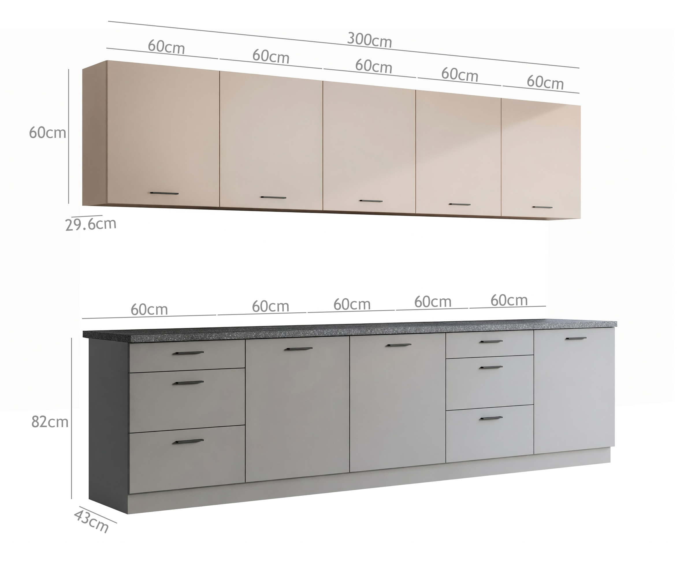Modularni kuhinjski komplet Ati Cashmere Grey 101